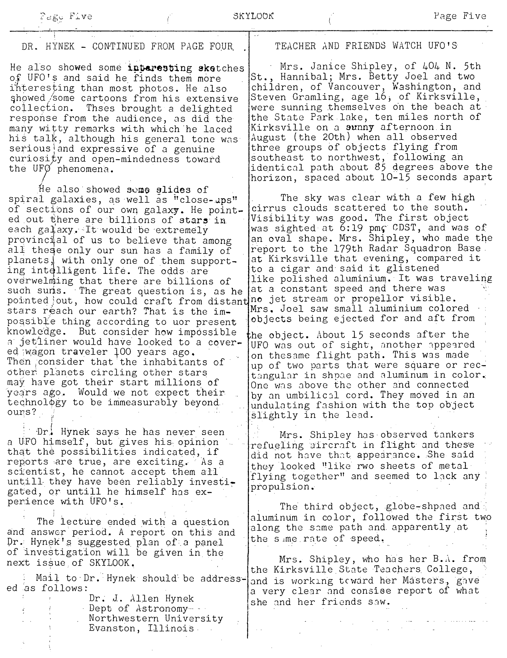 Mufon Ufo Journal 1967 12. December Skylook