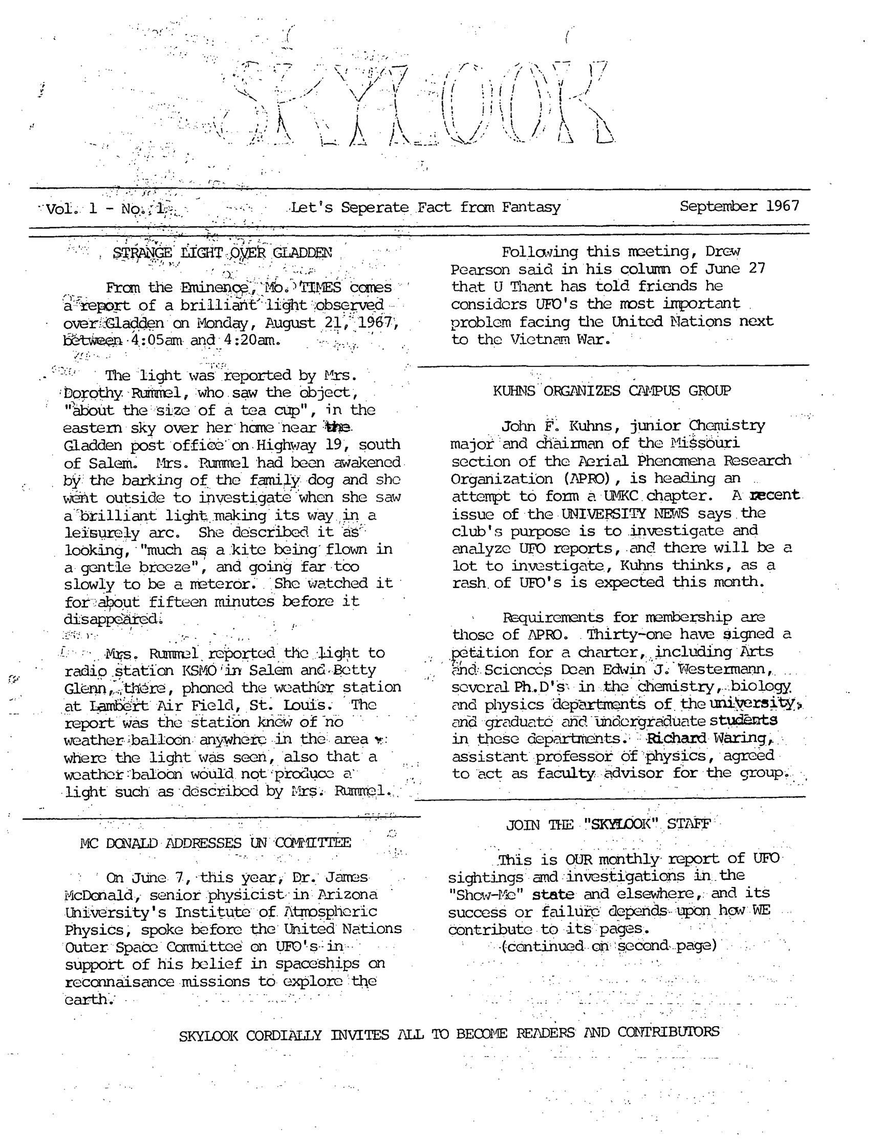 Patent MUFON-UFO-Journal-1967-9.-September-Skylook — page 1