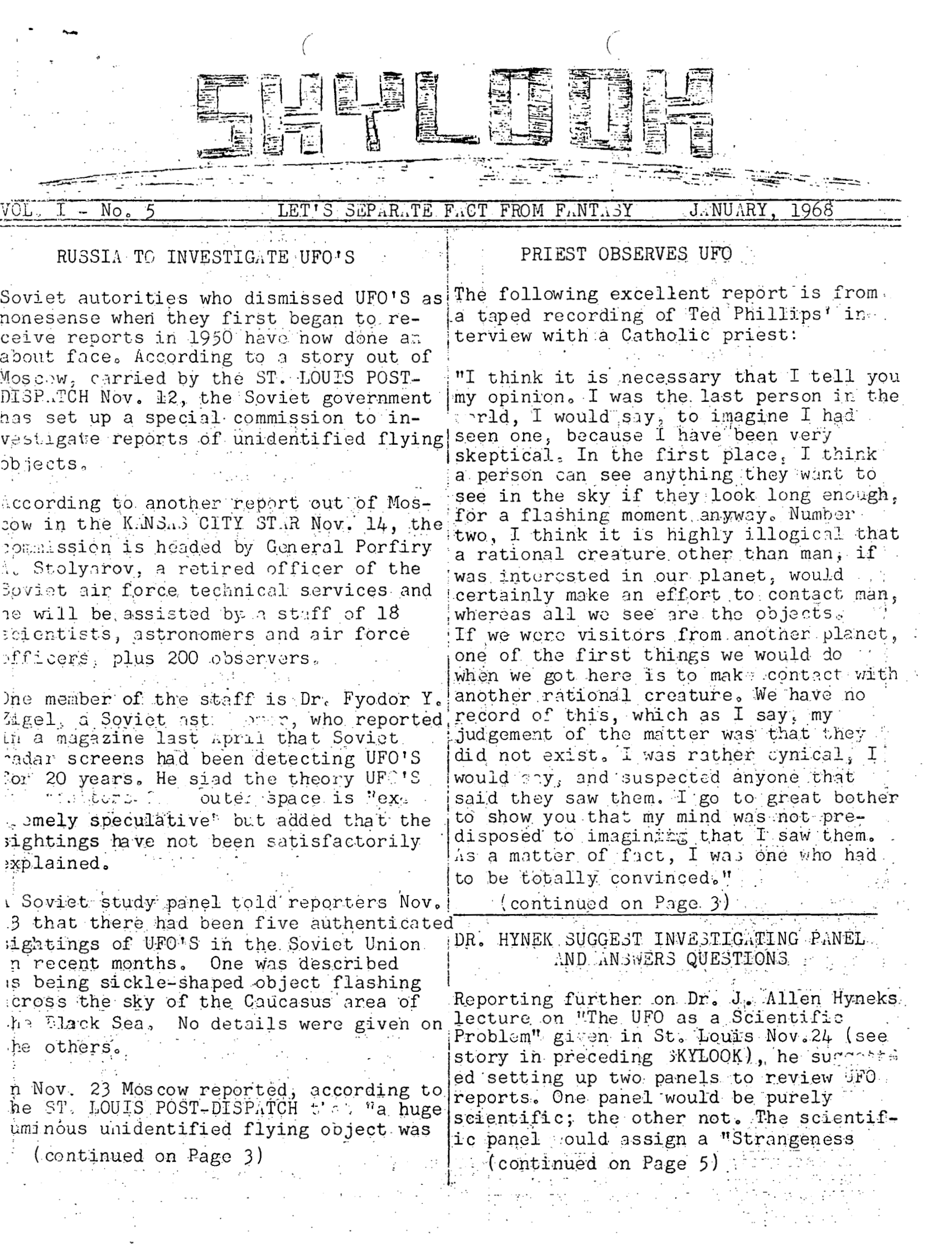 Patent MUFON-UFO-Journal-1968-1.-January-Skylook — page 1