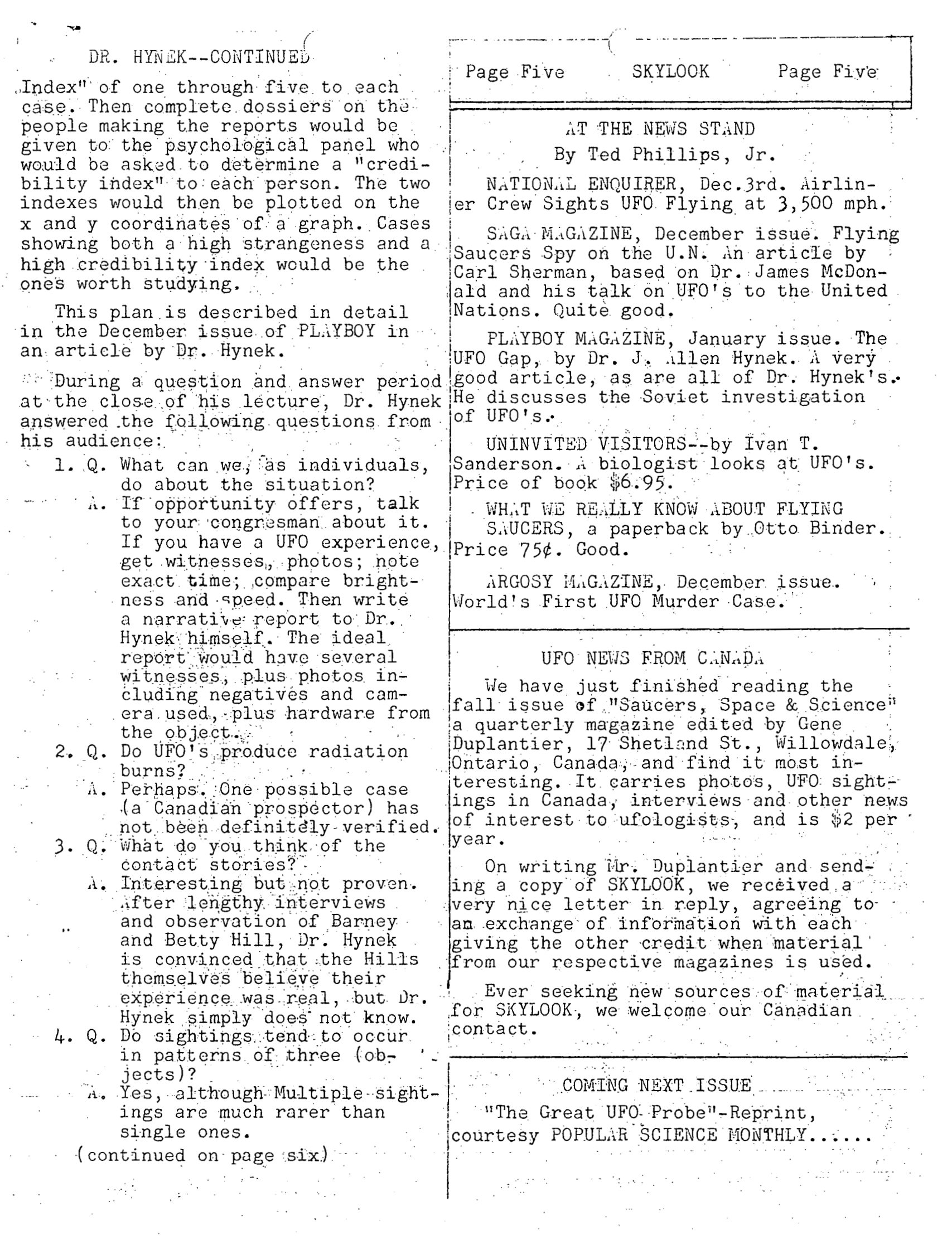 Mufon Ufo Journal 1968 1. January Skylook