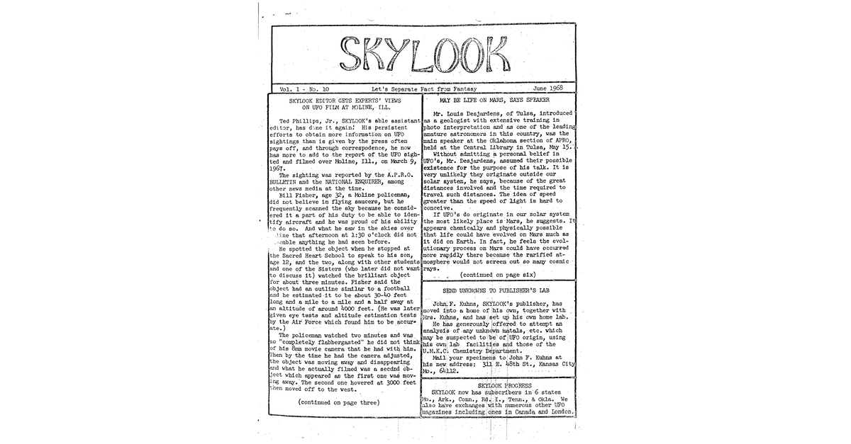 MUFON UFO Journal 1968 6. June Skylook