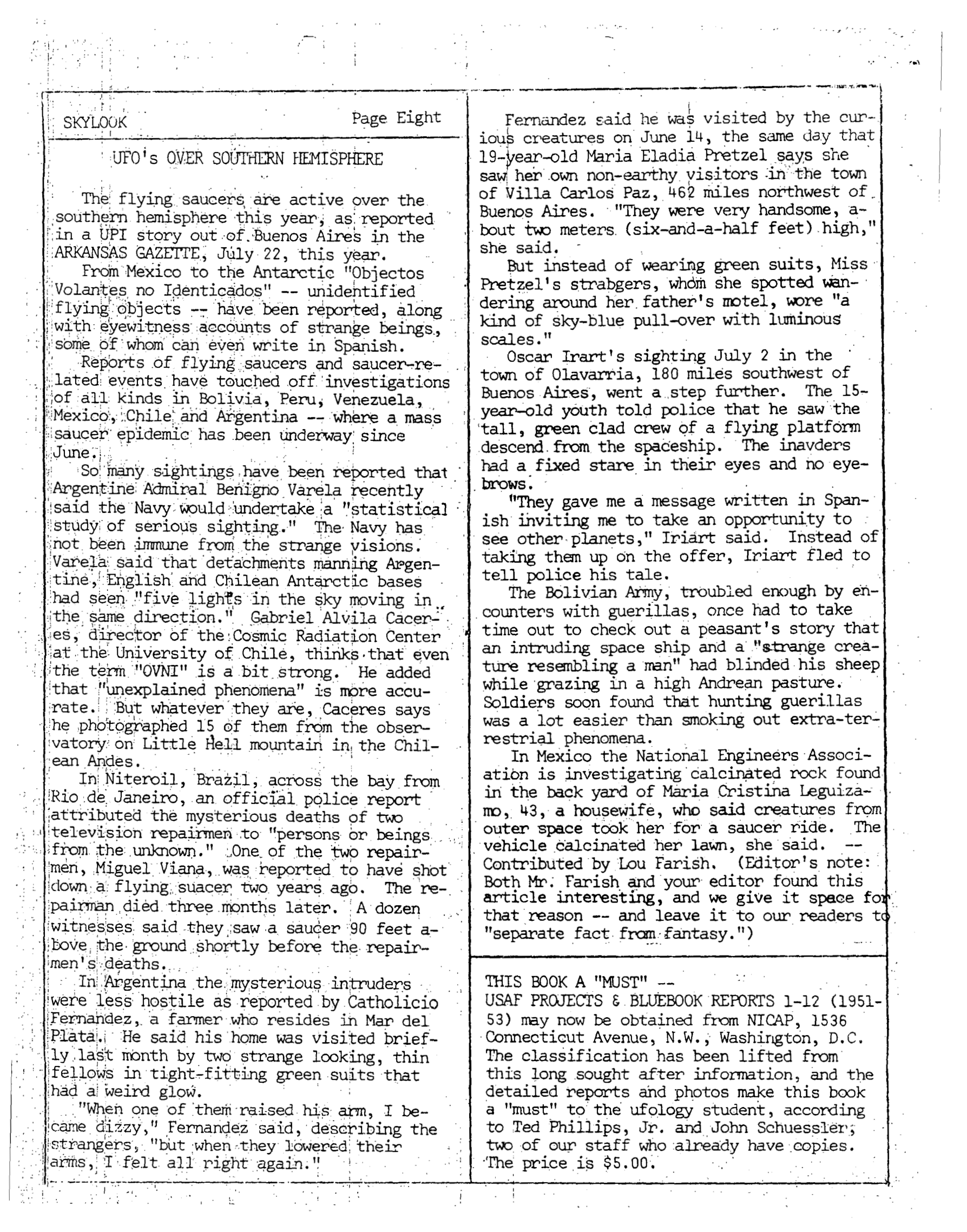 Mufon Ufo Journal 1968 8. 9. August September Skylook