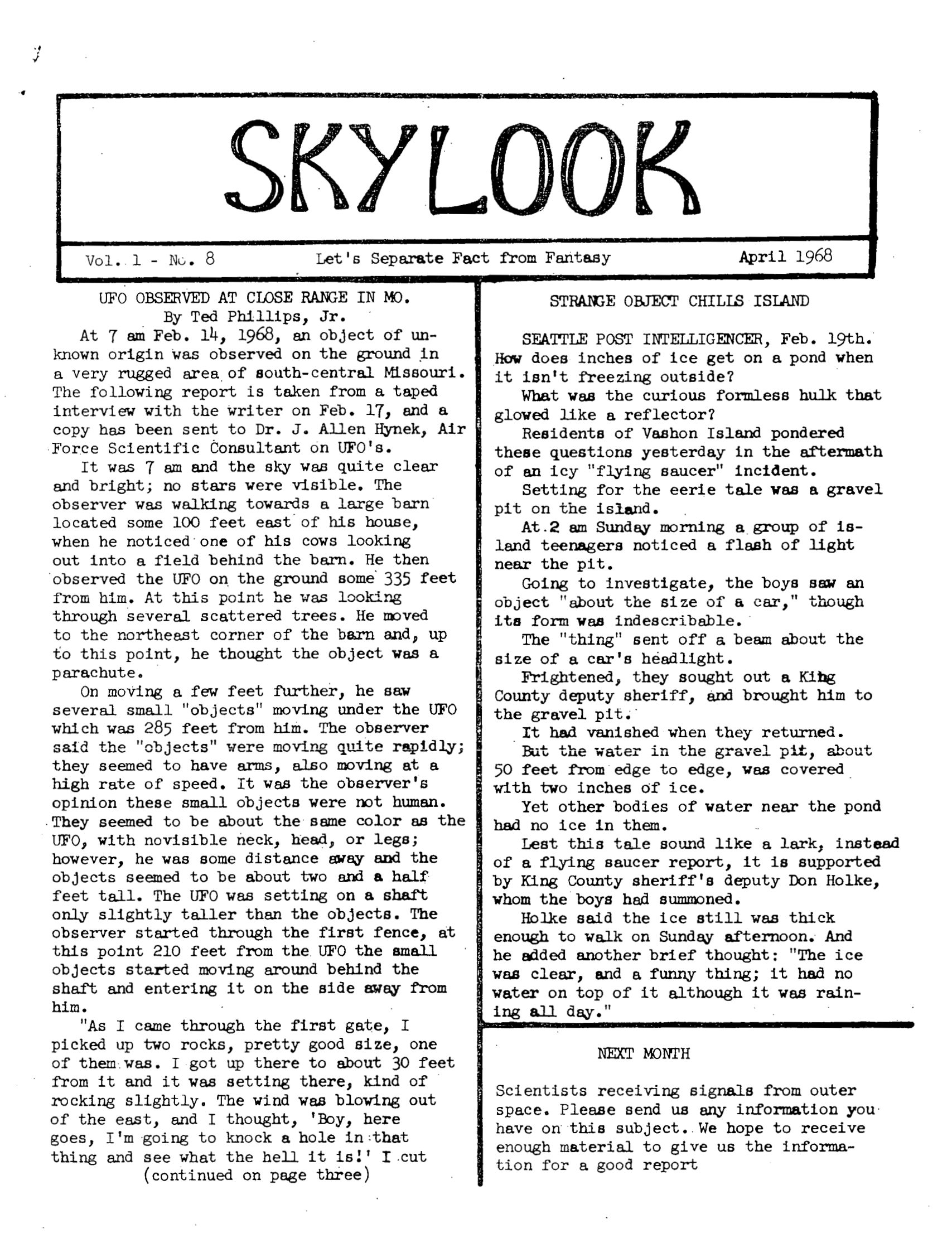 Patent MUFON-UFO-Journal-1968.-4.-April-Skylook — page 1