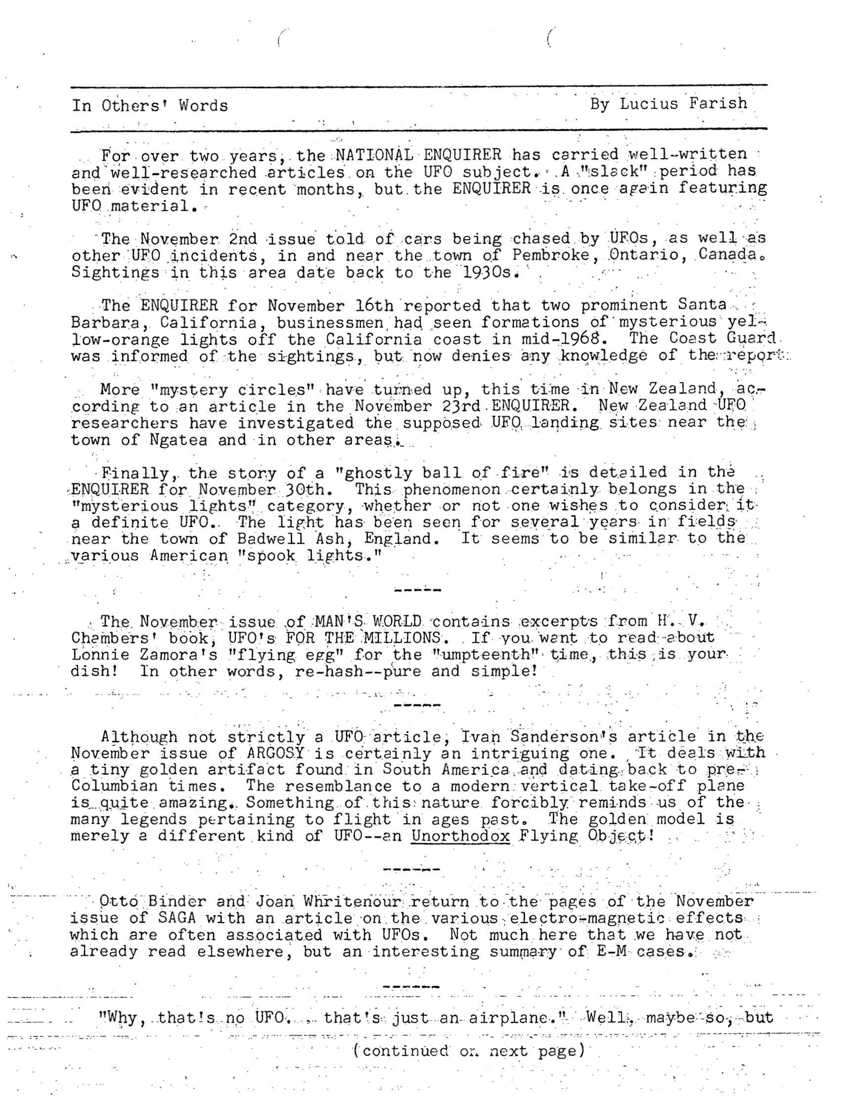 Mufon Ufo Journal 1969 12. December Skylook