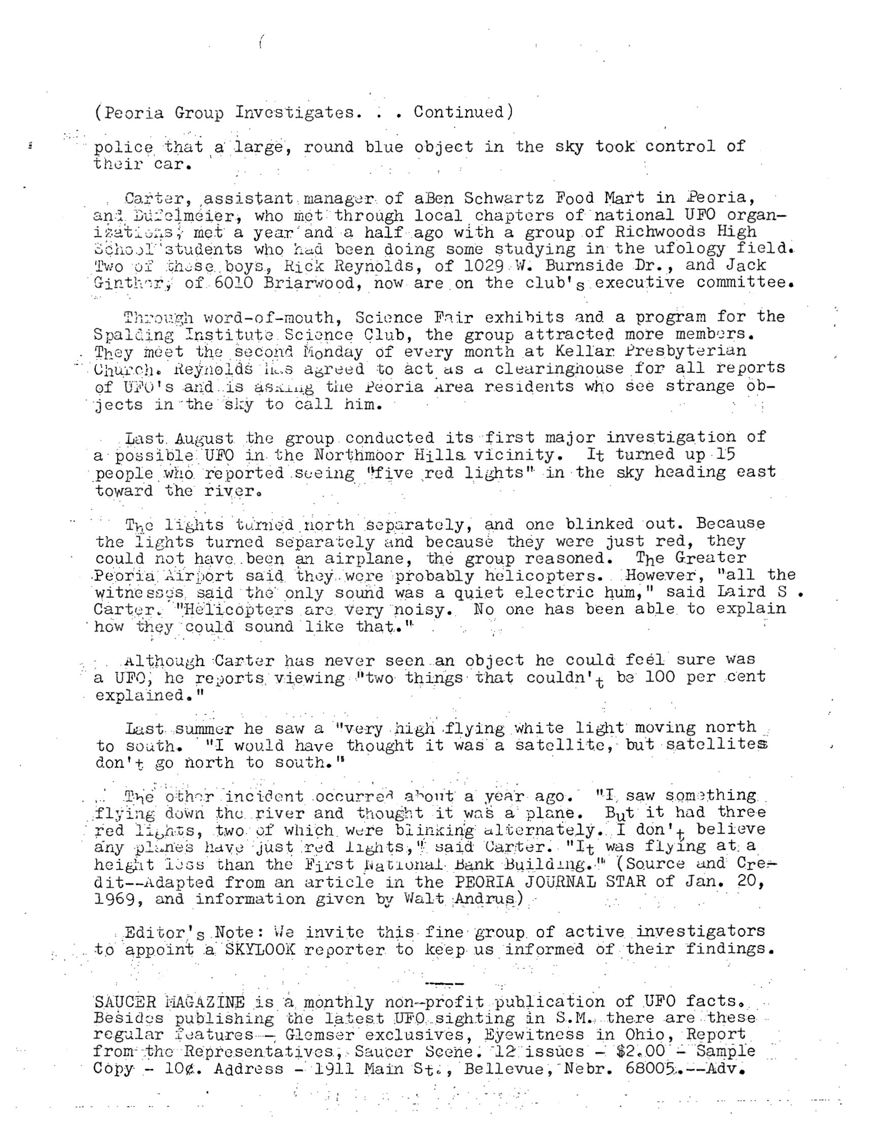 Mufon Ufo Journal 1969 2. February Skylook