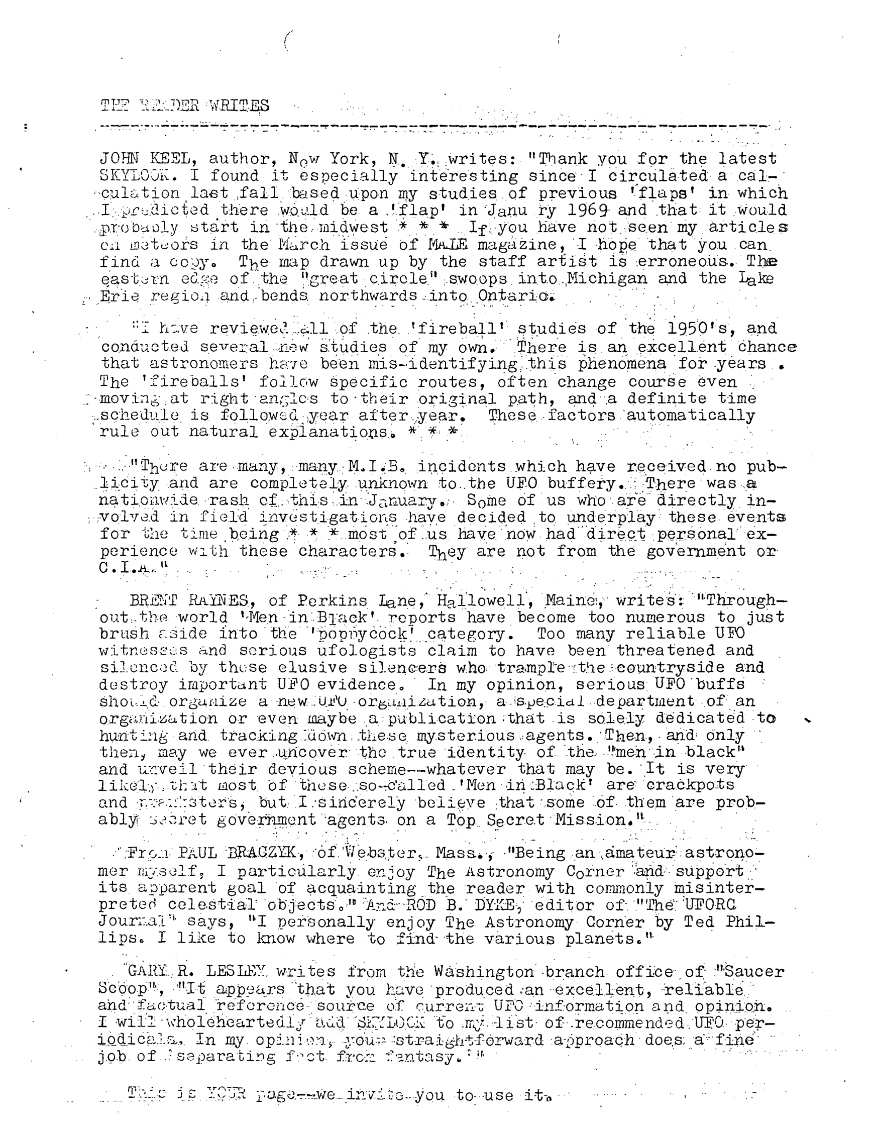 Mufon Ufo Journal 1969 4. April Skylook