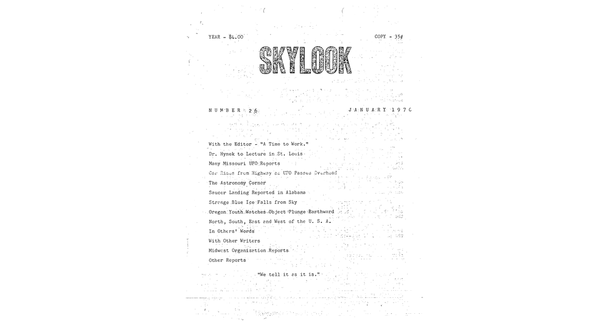 MUFON UFO Journal 1970 1. January Skylook