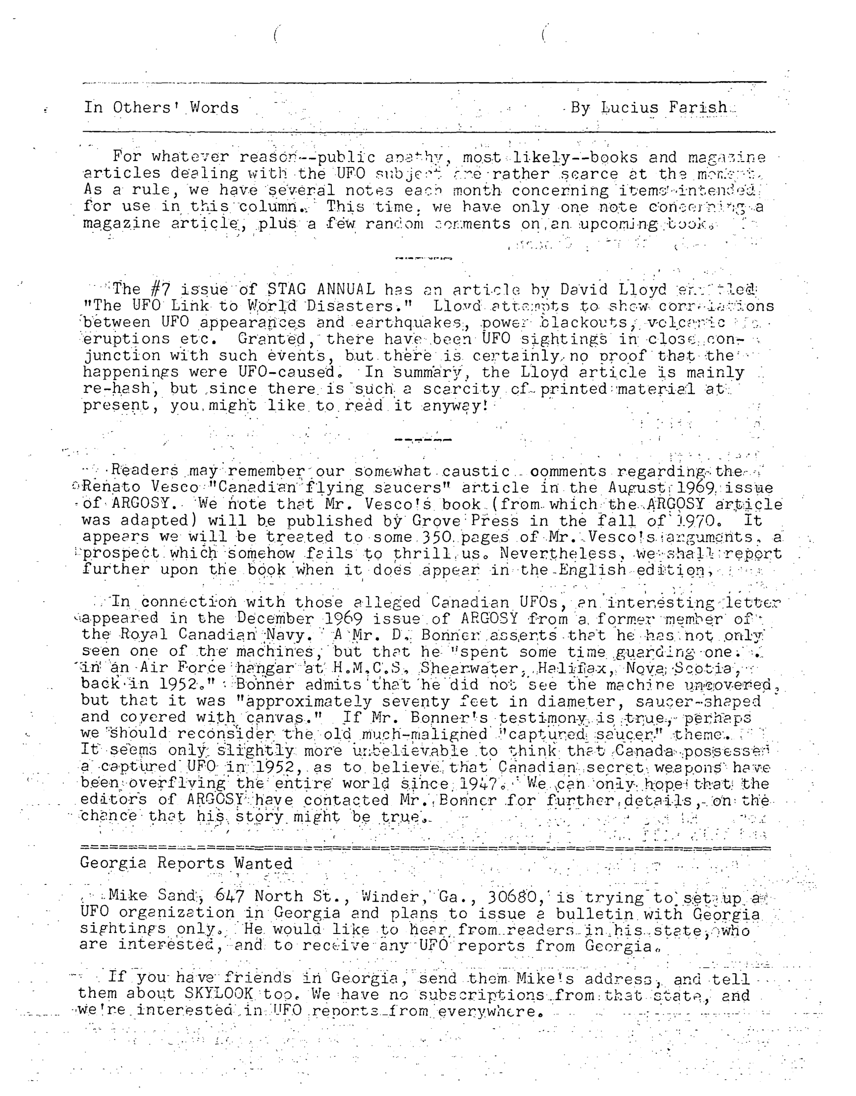 Mufon Ufo Journal 1970 2. February Skylook