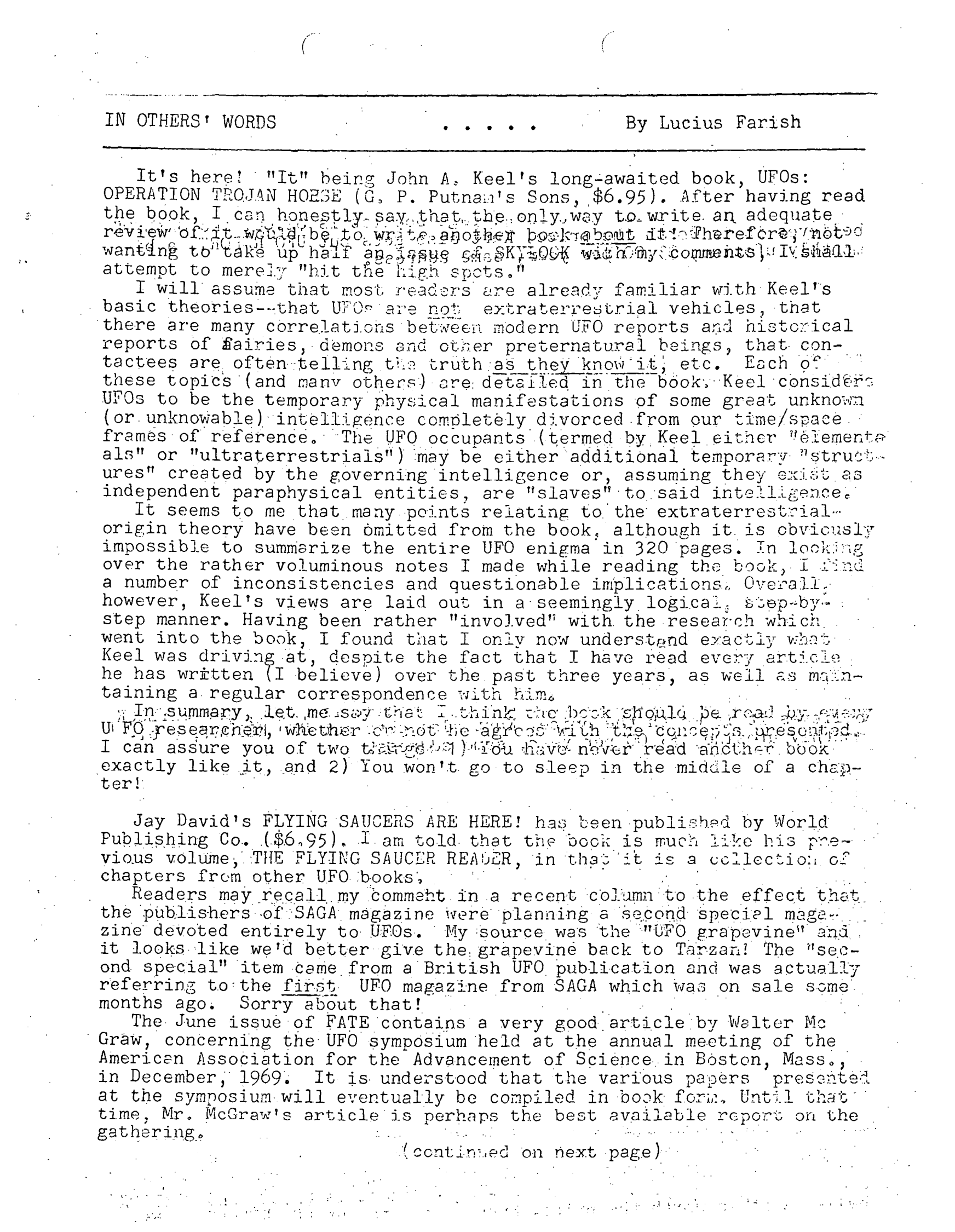 Mufon Ufo Journal 1970 6. June Skylook