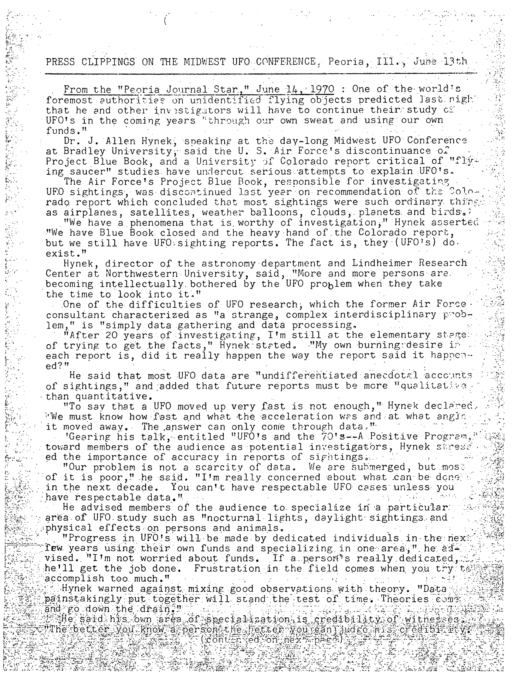 Mufon Ufo Journal 1970 8. August Skylook