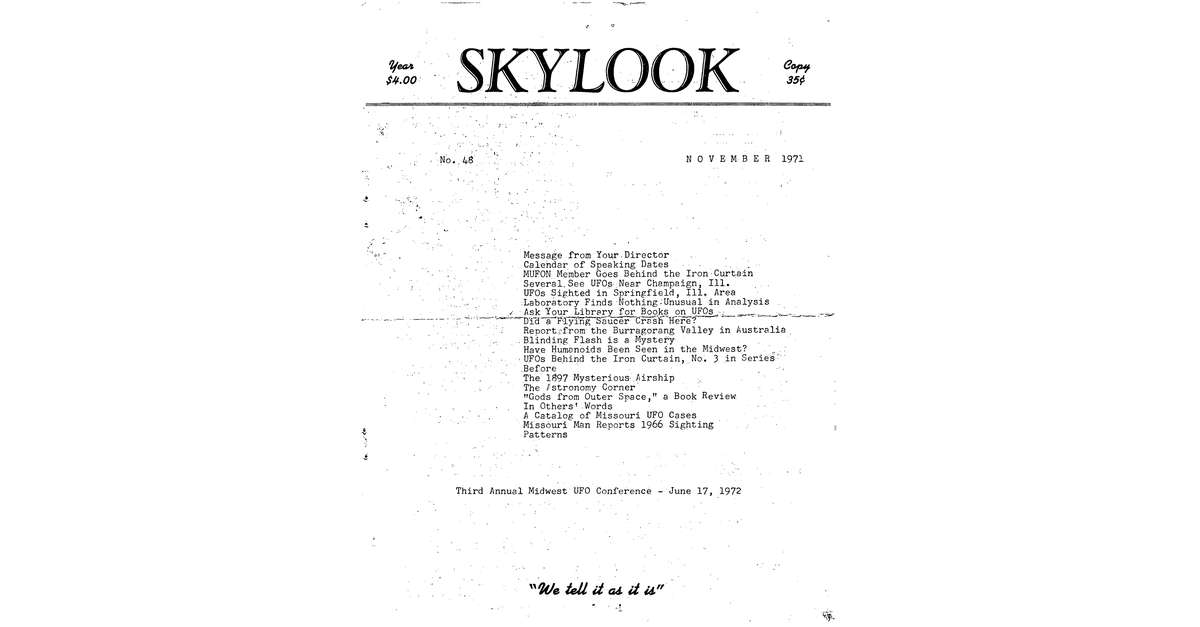 MUFON UFO Journal 1971 11. November Skylook