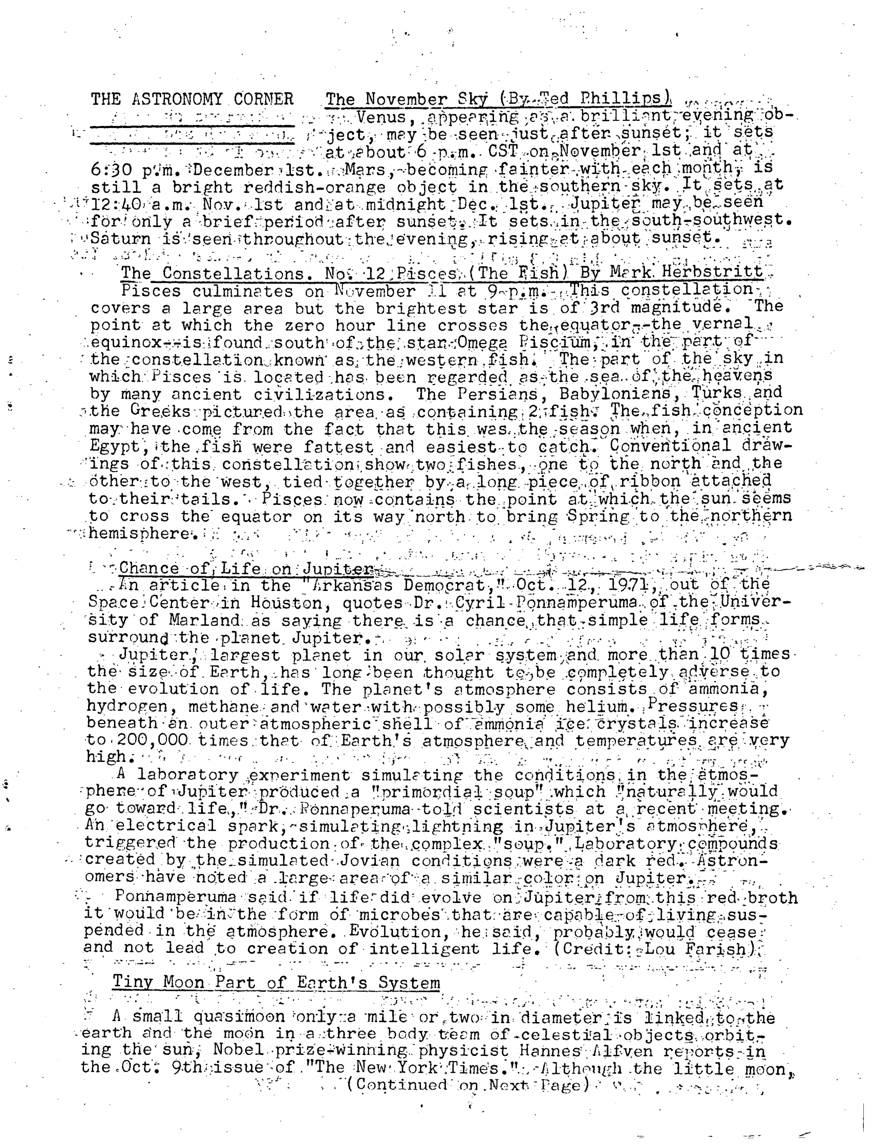Mufon Ufo Journal 1971 11. November Skylook
