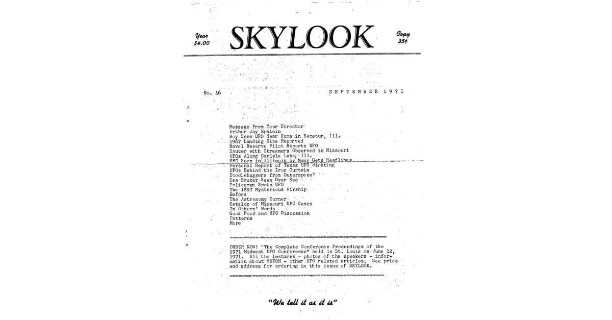 MUFON UFO Journal 1971 9. September Skylook