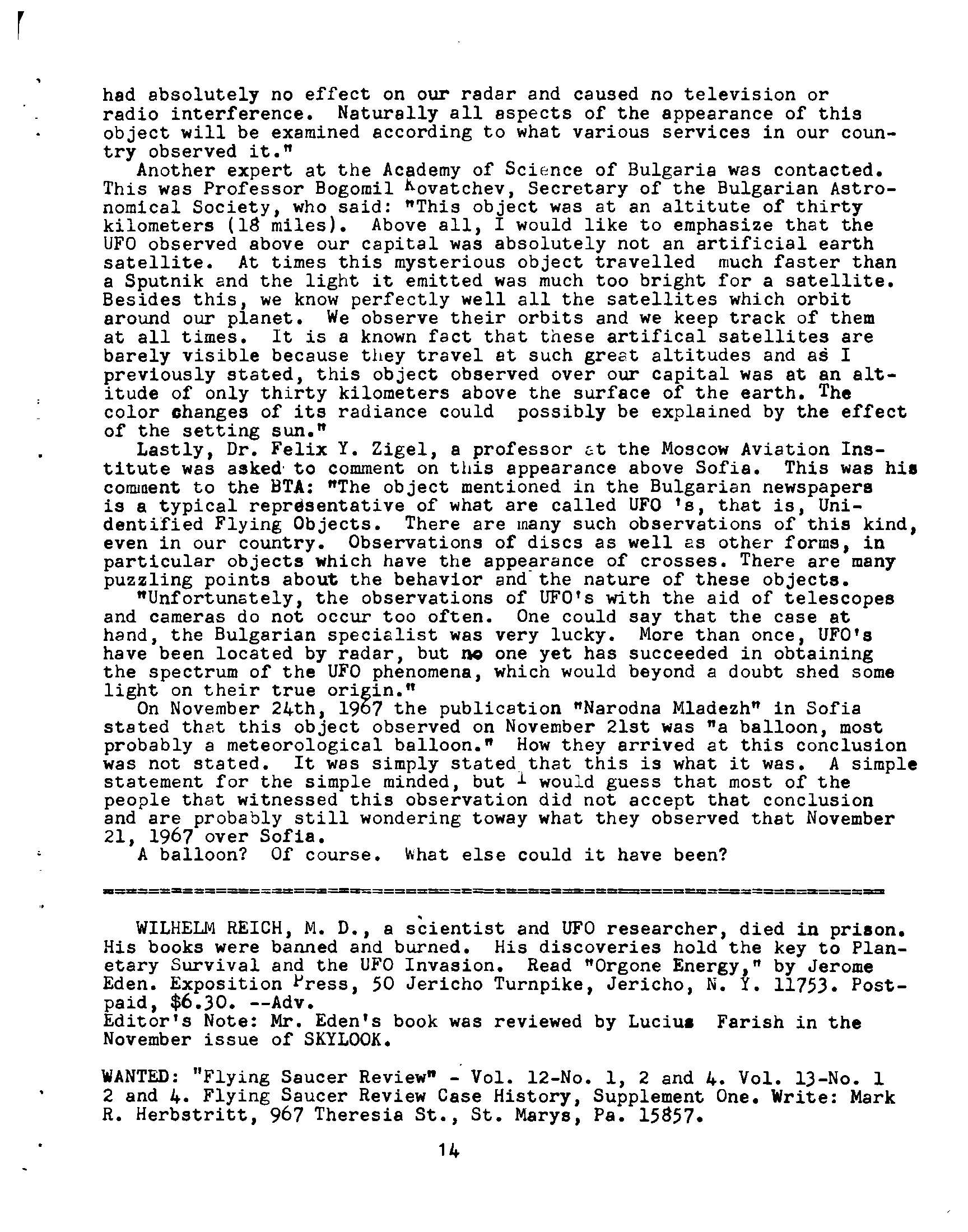 Mufon Ufo Journal 1972 12. December Skylook