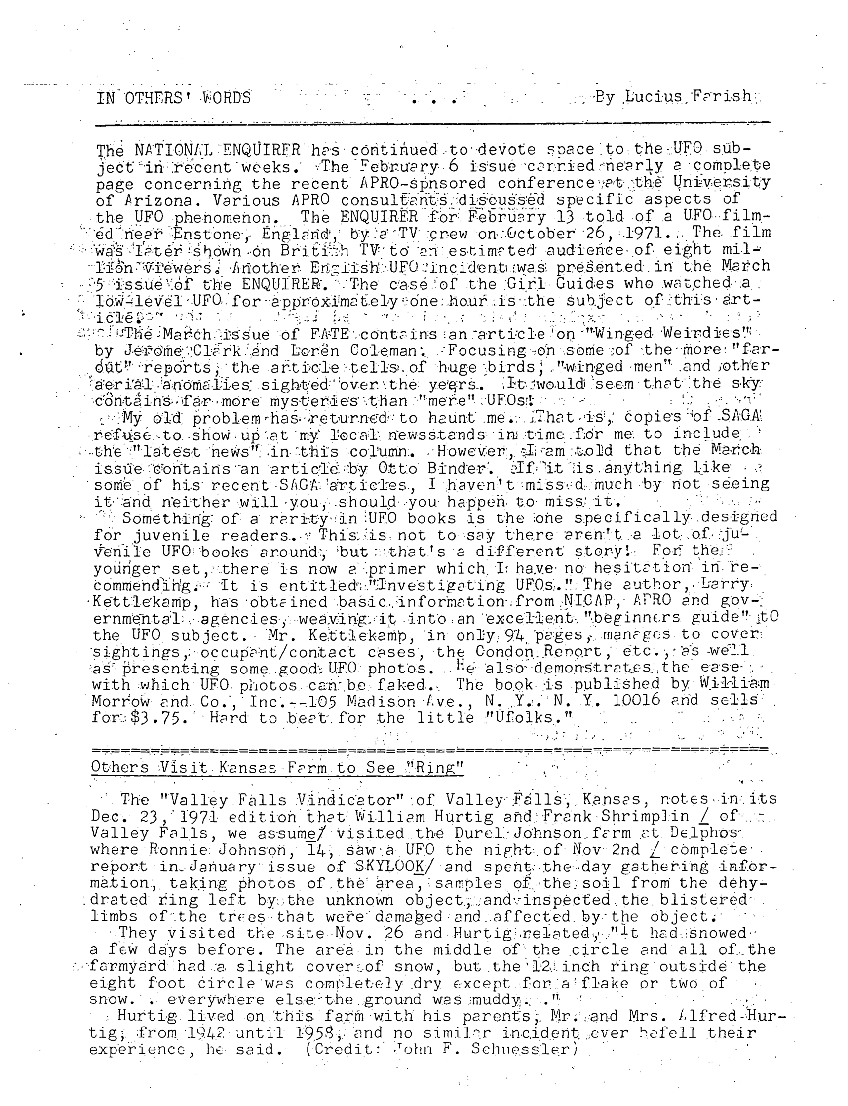 Mufon Ufo Journal 1972 3. March Skylook