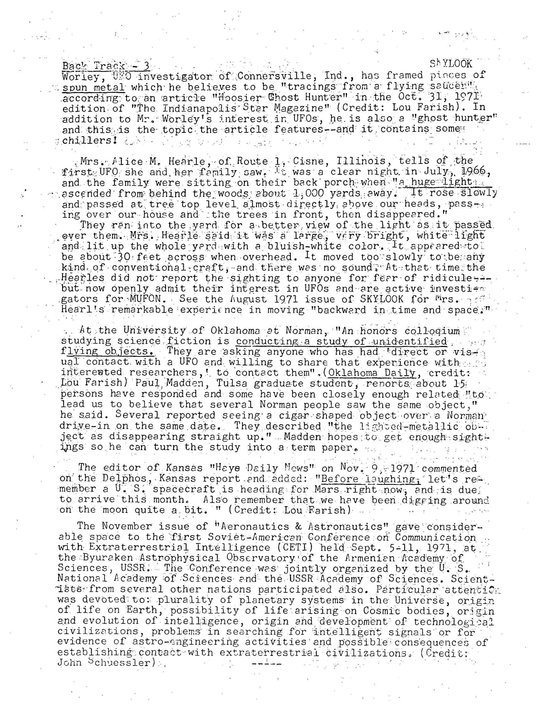 Mufon Ufo Journal 1972 4. April Skylook