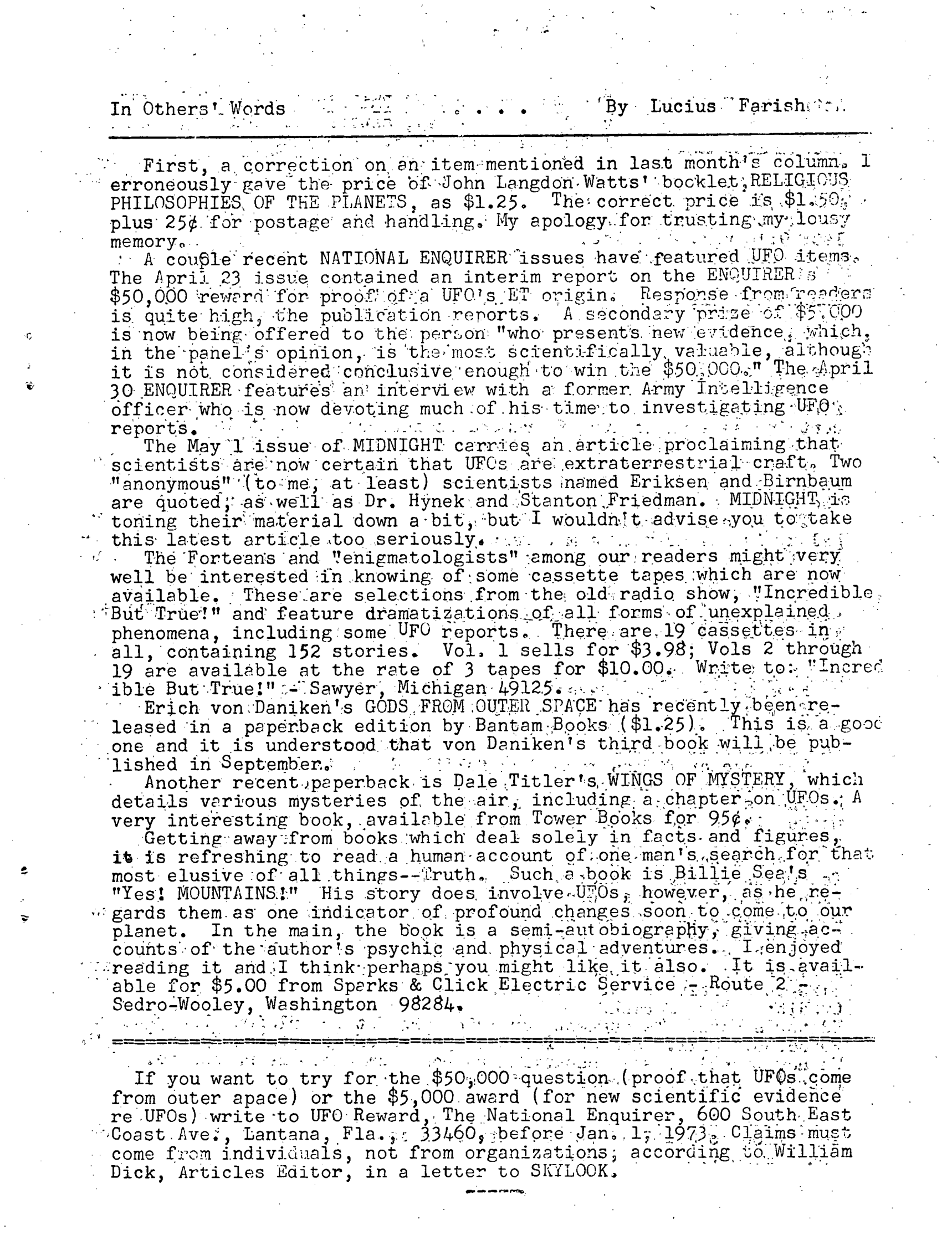 Mufon Ufo Journal 1972 5. May Skylook