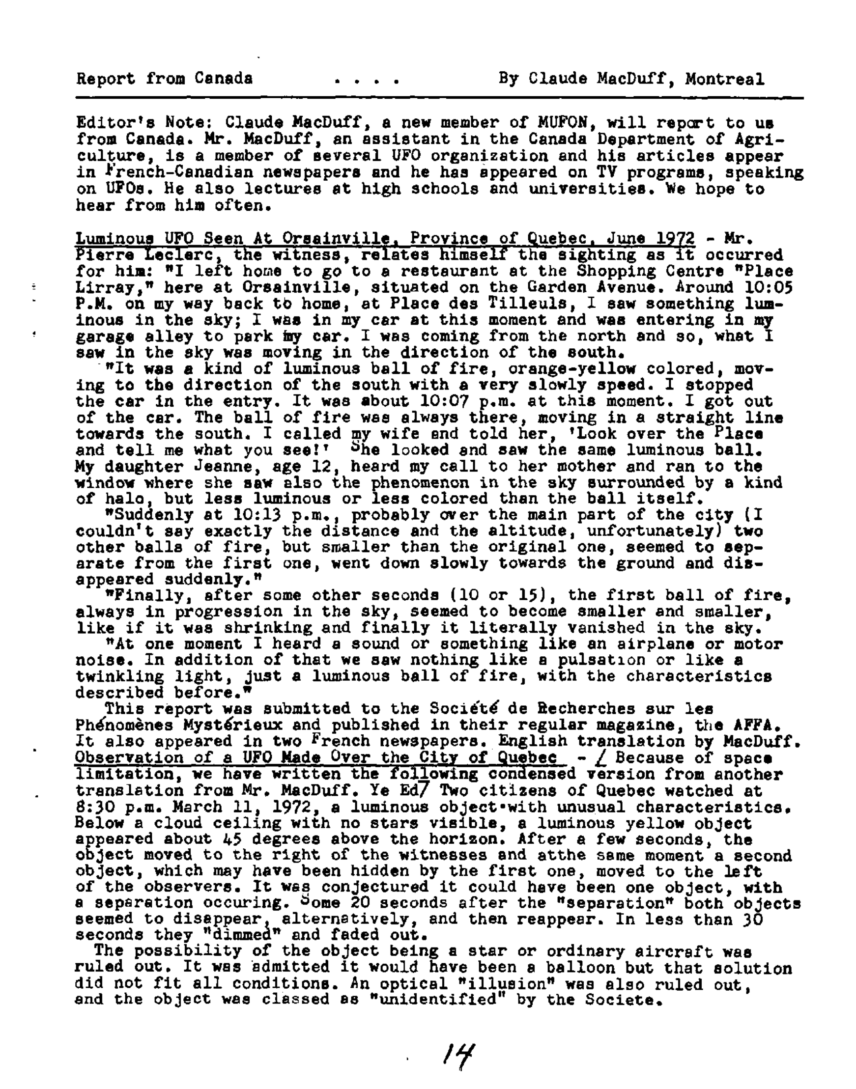 Mufon Ufo Journal 1973 1. January Skylook