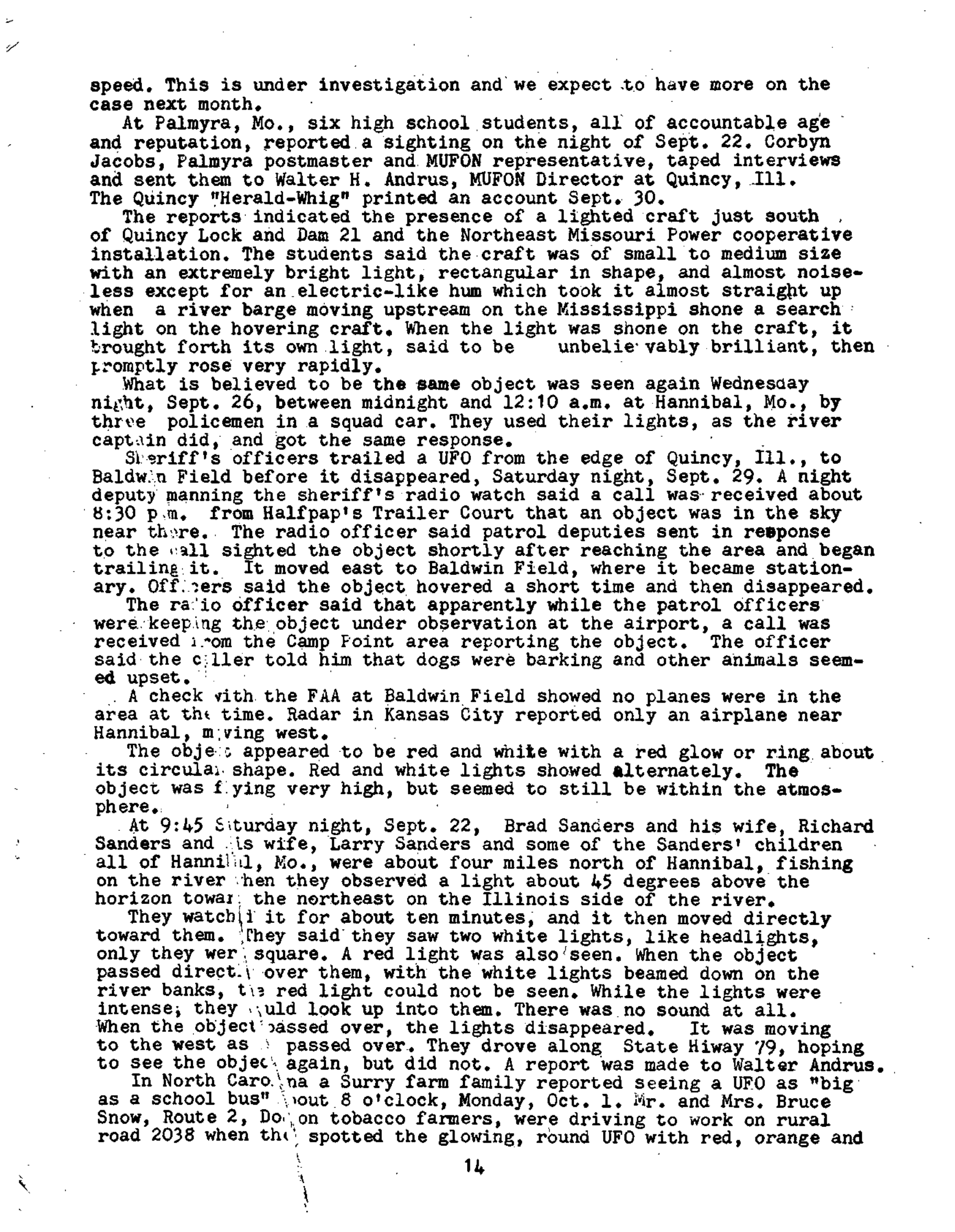 Mufon Ufo Journal 1973 11. November Skylook