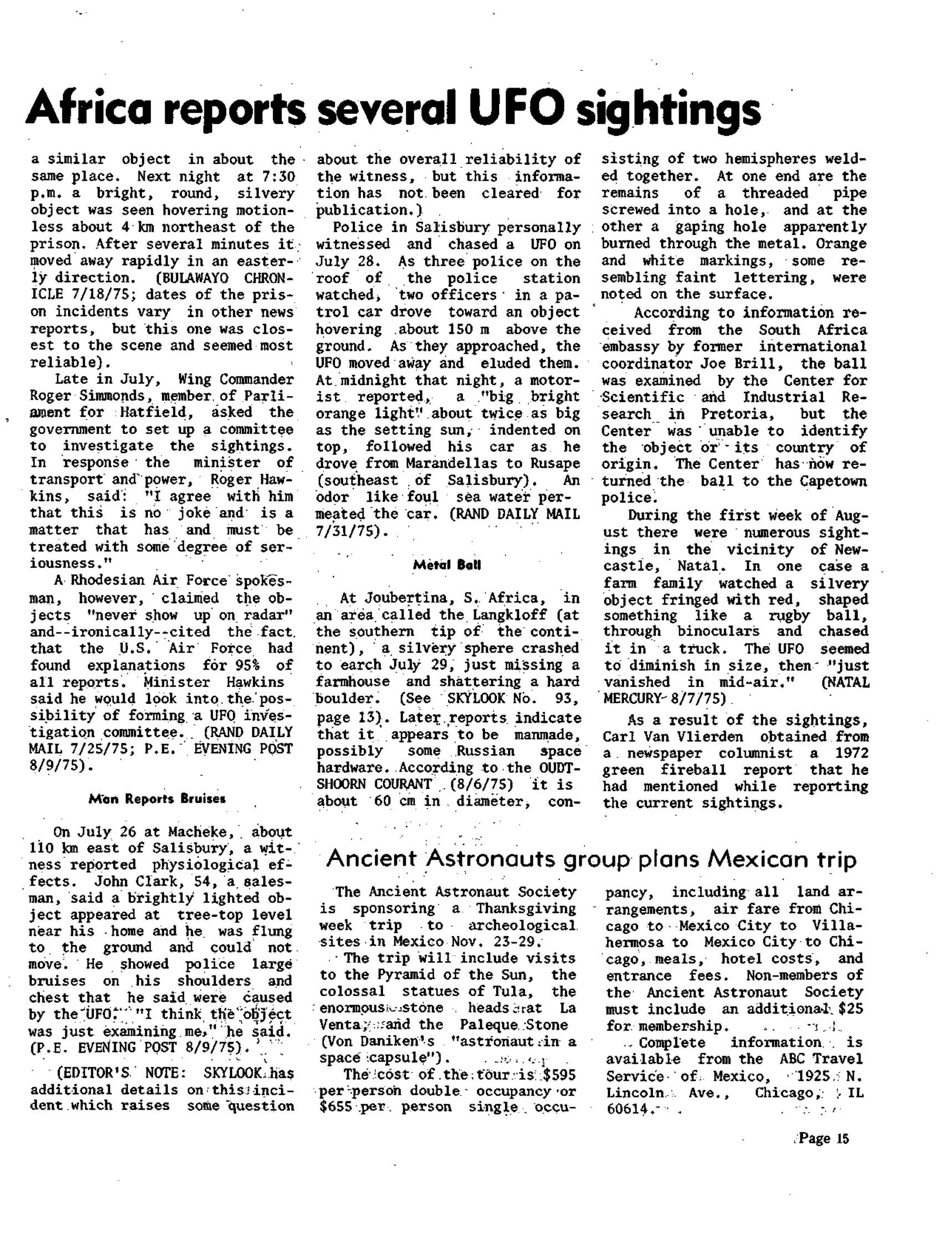 Mufon Ufo Journal 1975 10. October Skylook