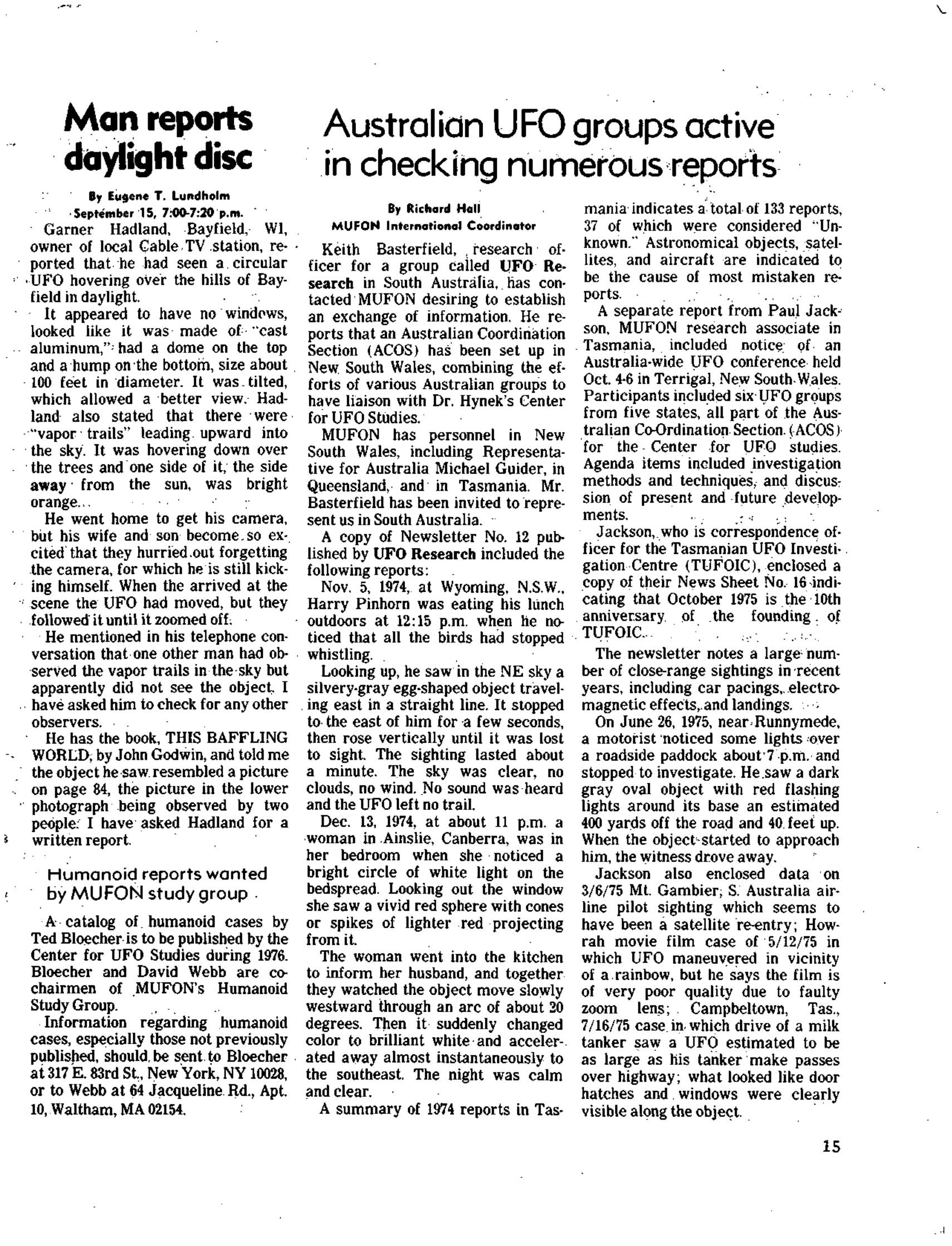 Mufon Ufo Journal 1975 12. December Skylook