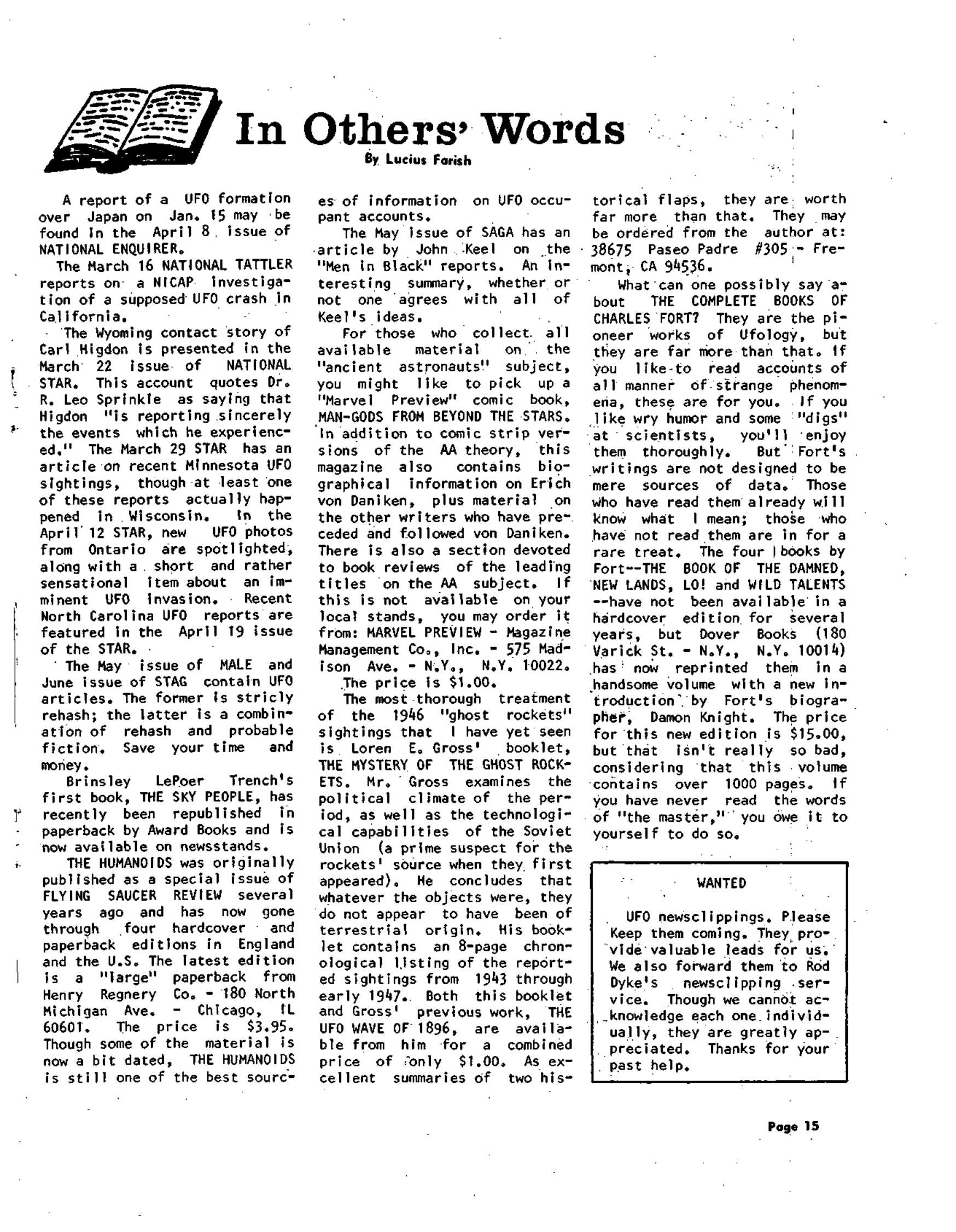 Mufon Ufo Journal 1975 5. May Skylook