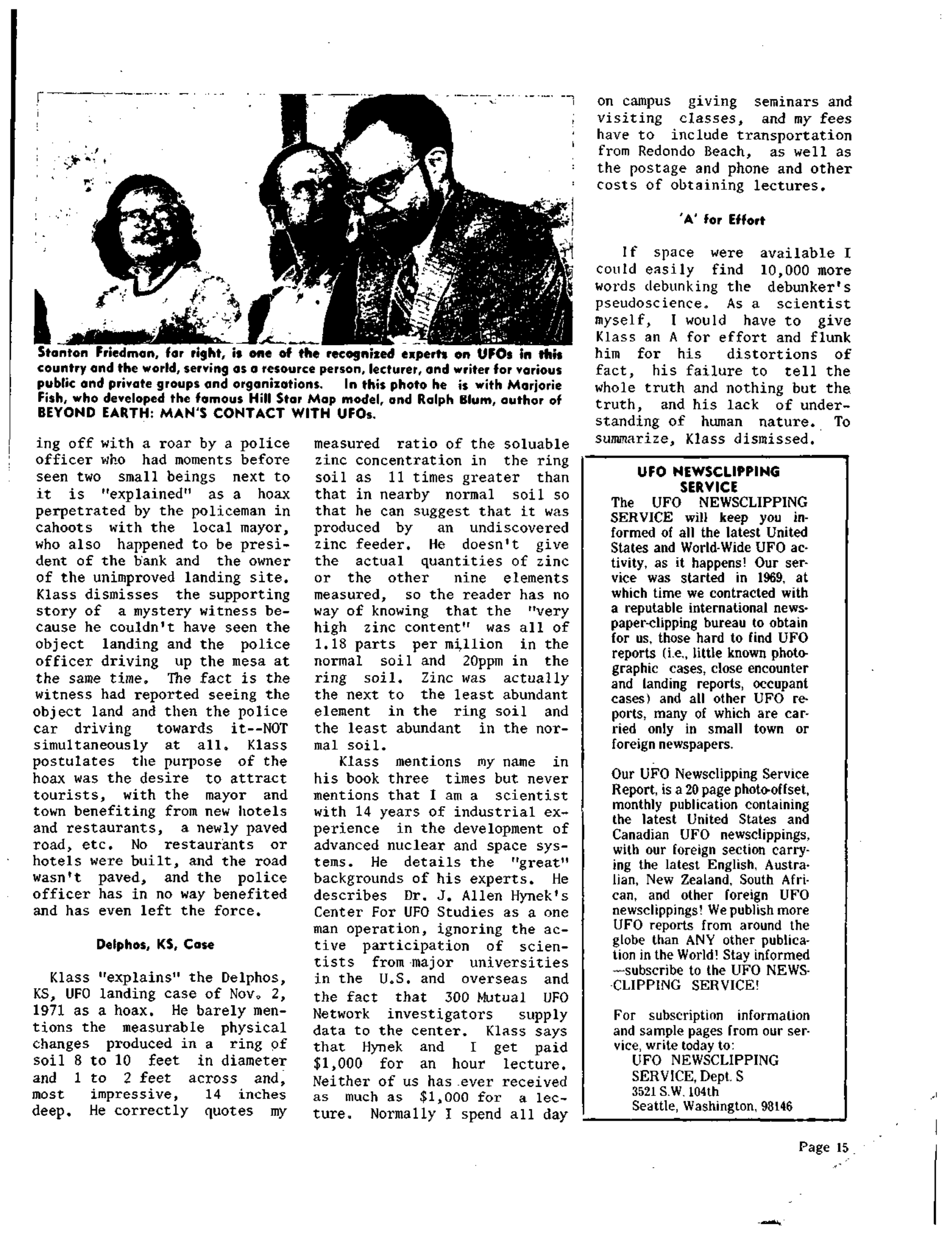 Mufon Ufo Journal 1975 9. September Skylook