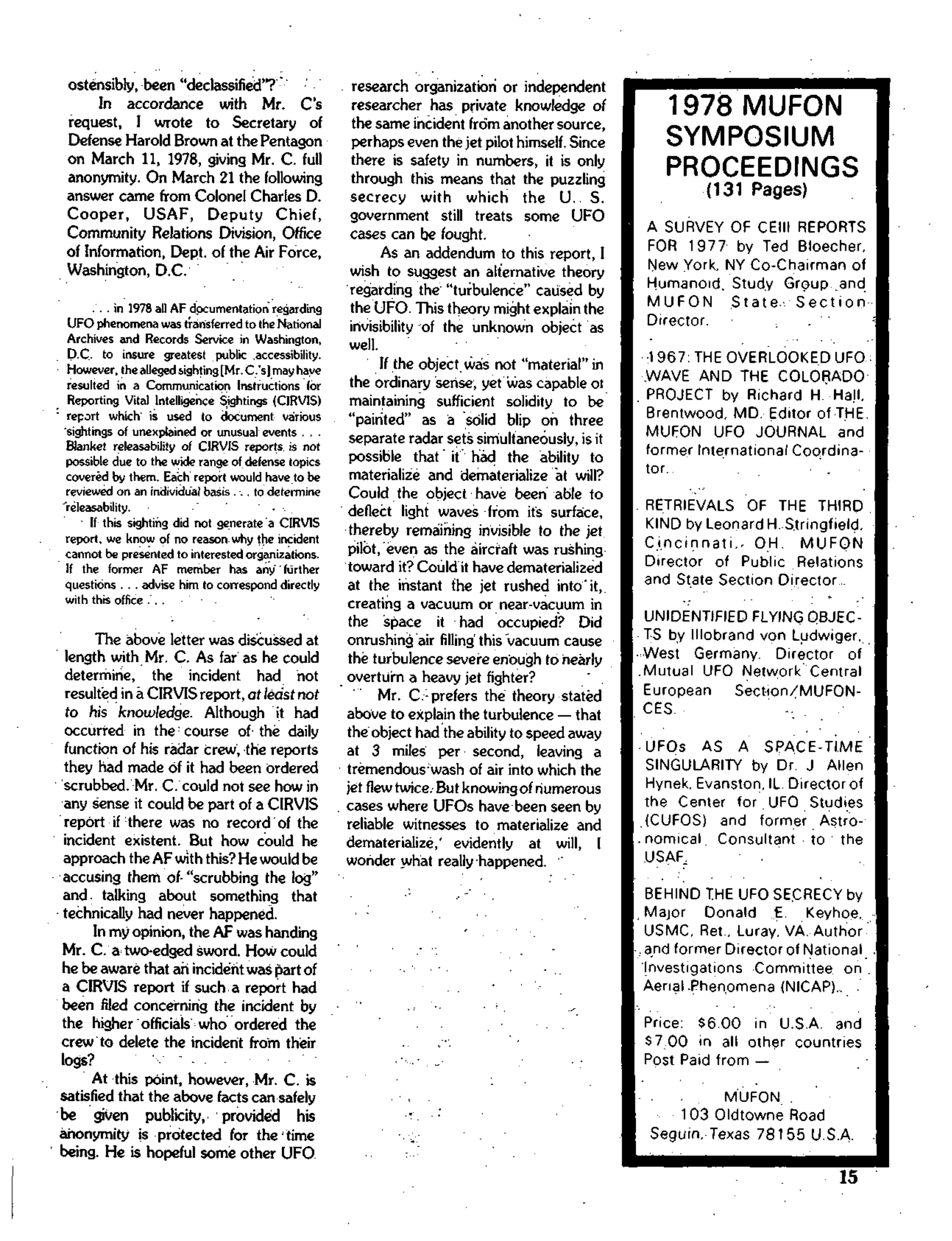 Mufon Ufo Journal 1978 5. May