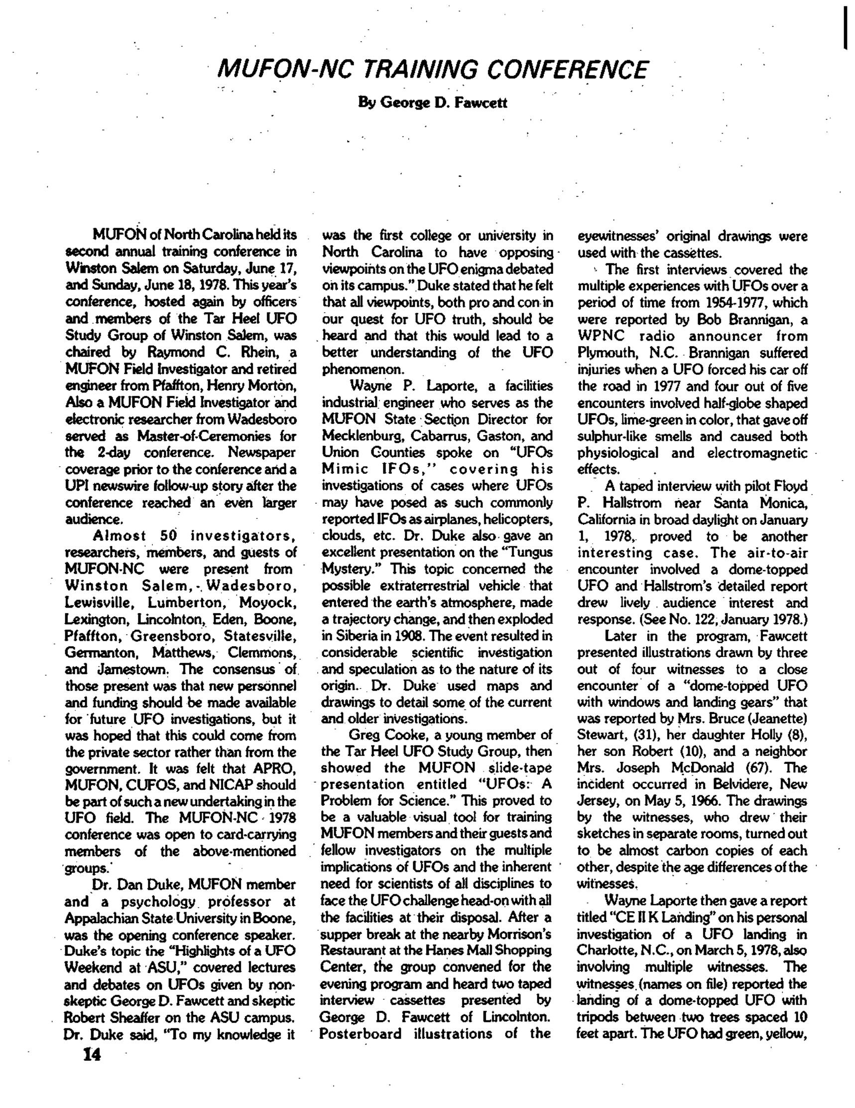 Mufon Ufo Journal 1978 6. June