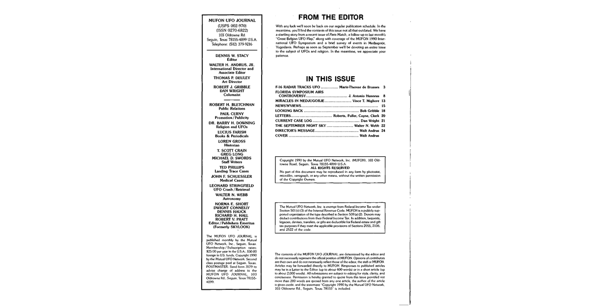 MUFON UFO Journal 1990 8. August