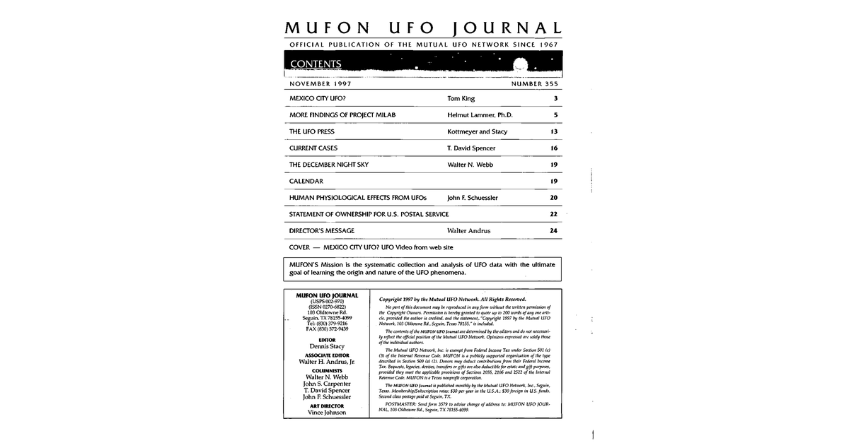 MUFON UFO Journal 1997 11. November