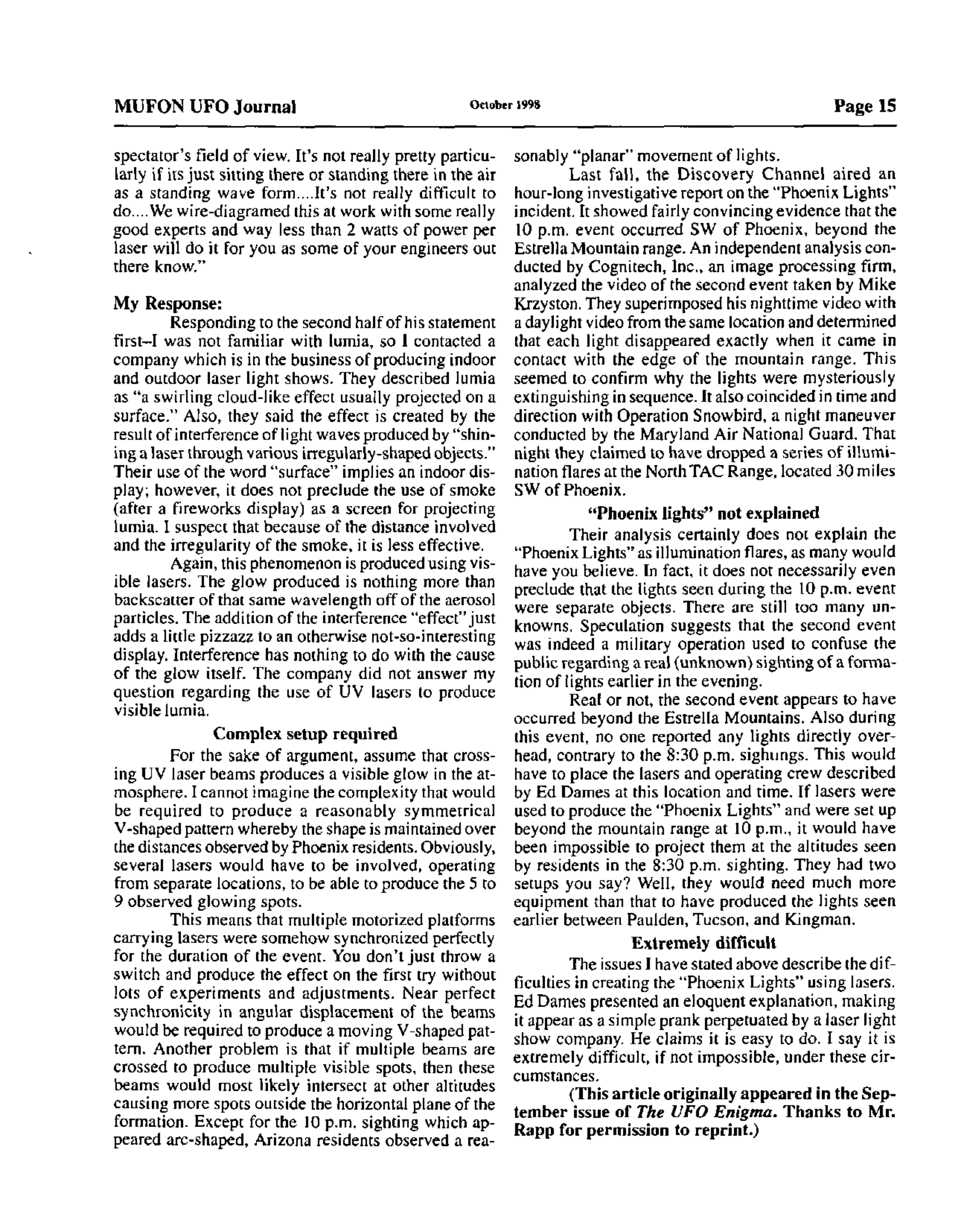 Mufon Ufo Journal 1998 10. October