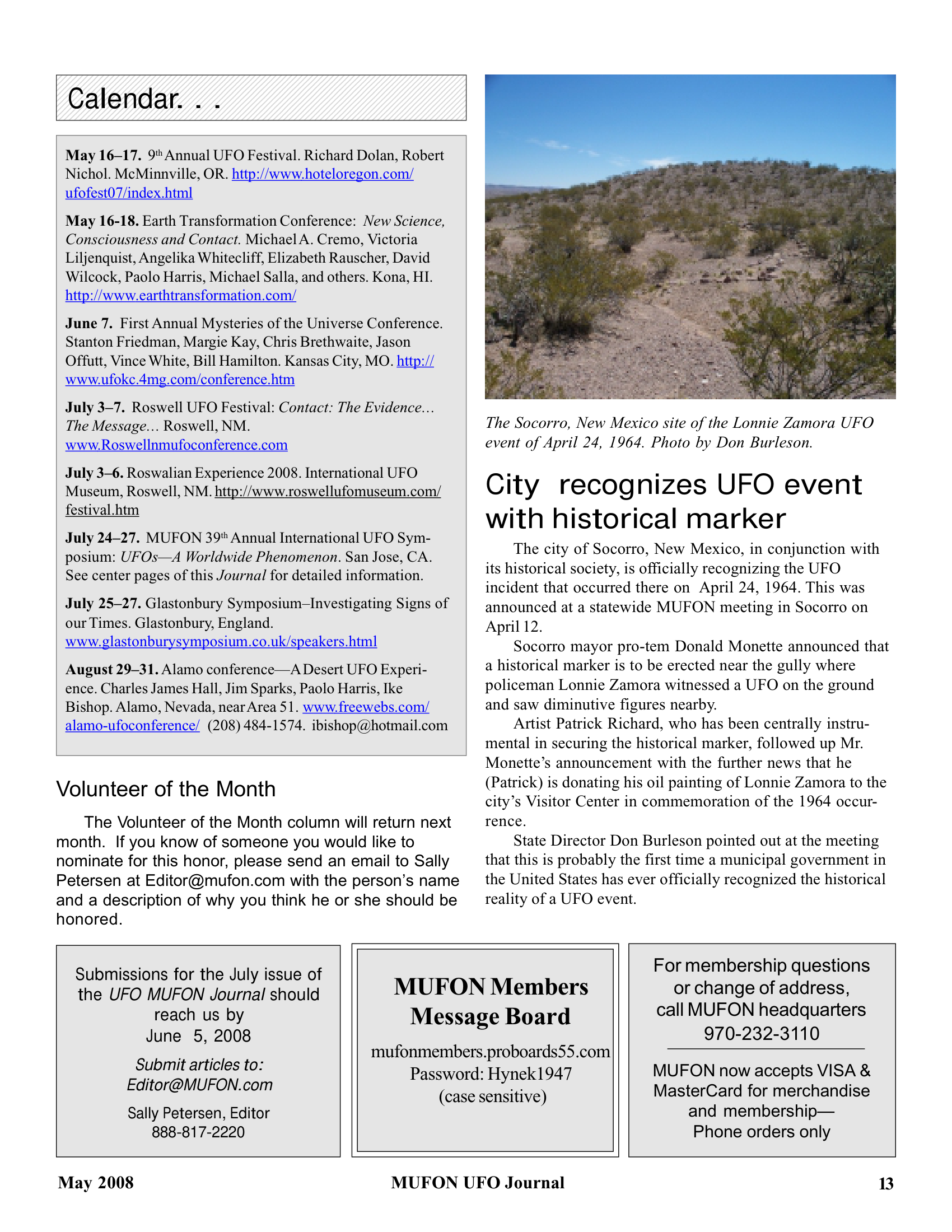 Mufon Ufo Journal 2008 5. May