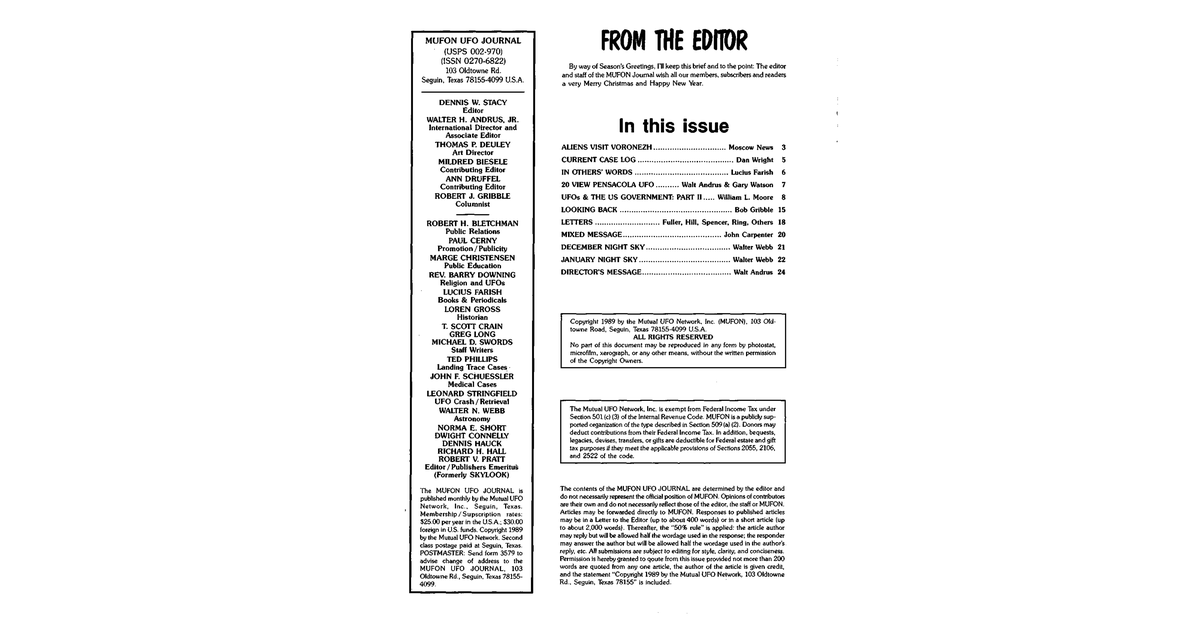 MUFON UFO Journal 1989 12. December