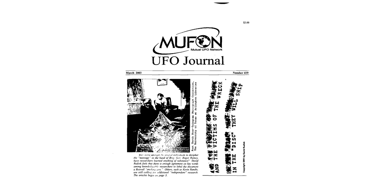 MUFON UFO Journal 2003 3. March