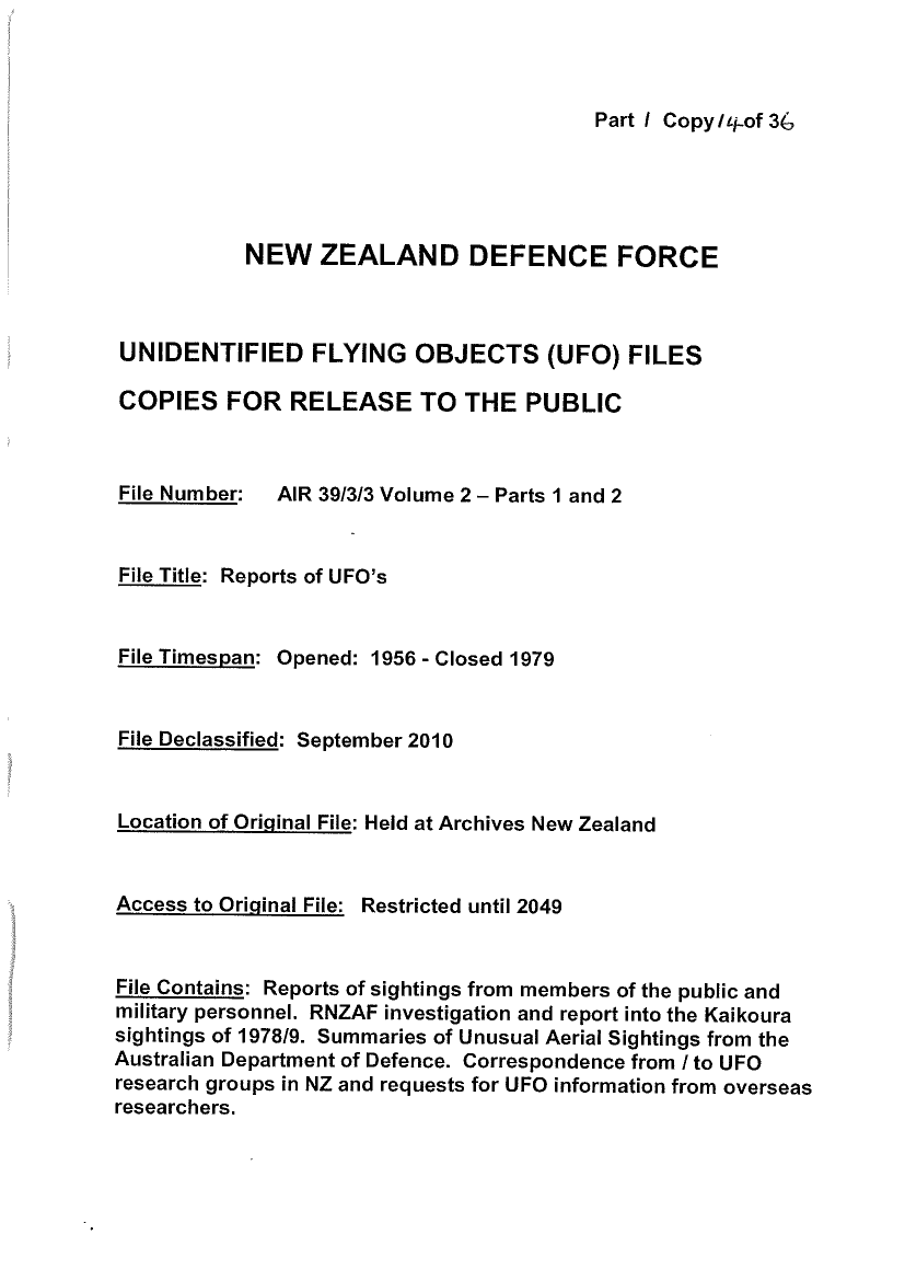 Patent New-Zealand-Defence-Force-UFO-Disclosure-1956-1979-387-pages — page 1
