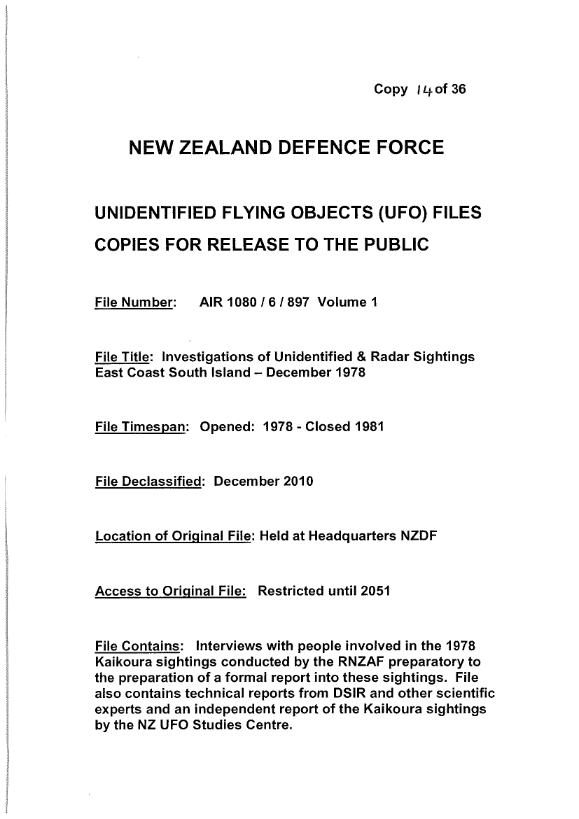 Patent New-Zealand-Defence-Force-UFO-Disclosure-1978-1981-206-pages — page 1