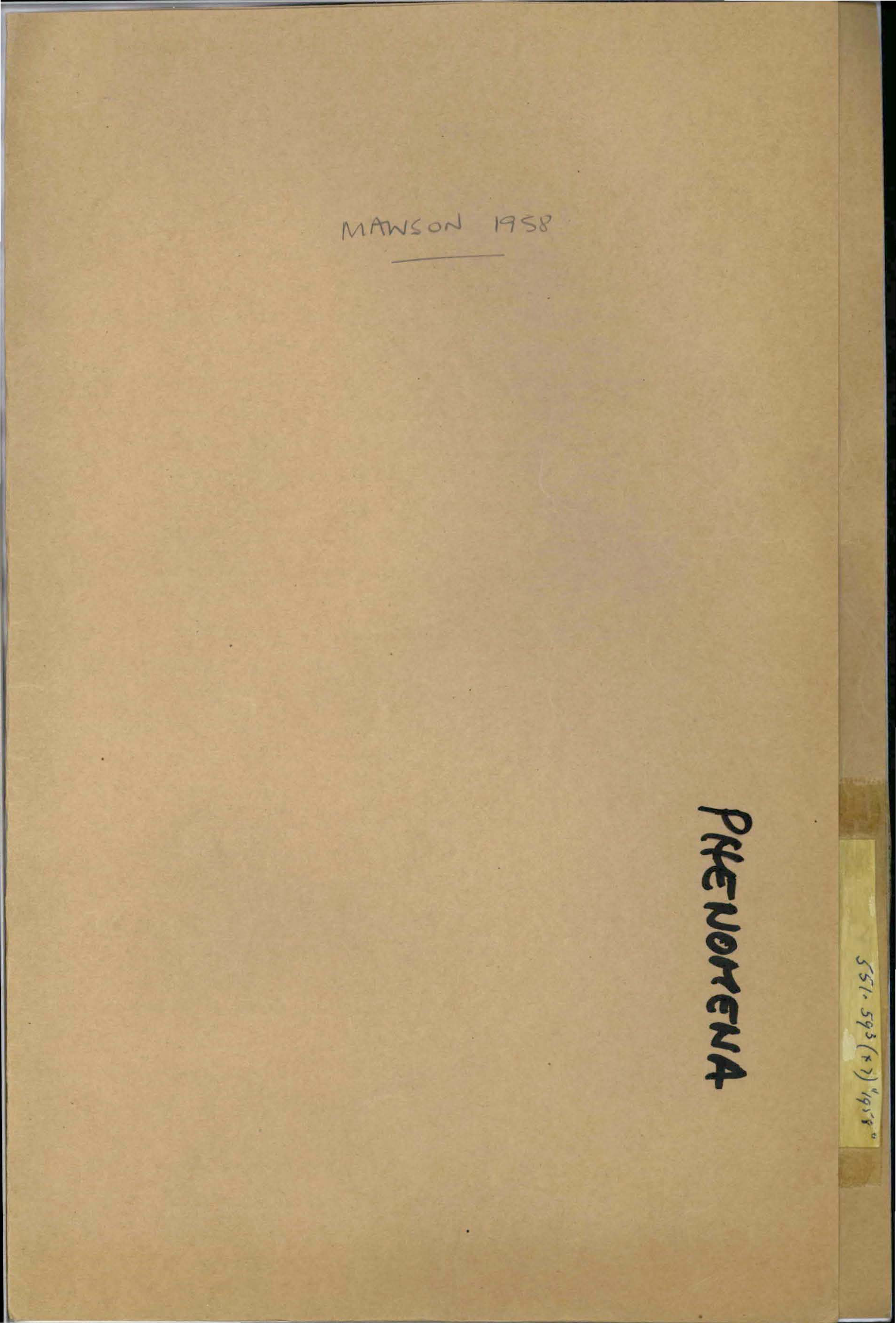 No. 01 — File P1556 PHENOMENA MAWSON 1958 (12086483)