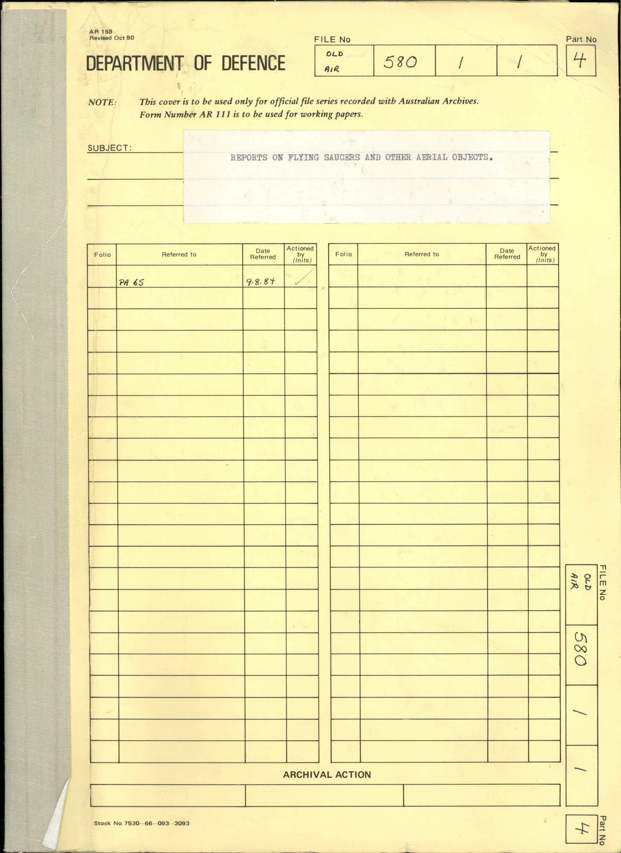 No. 09 — File A703 580/1/1 Part 4 (645645)