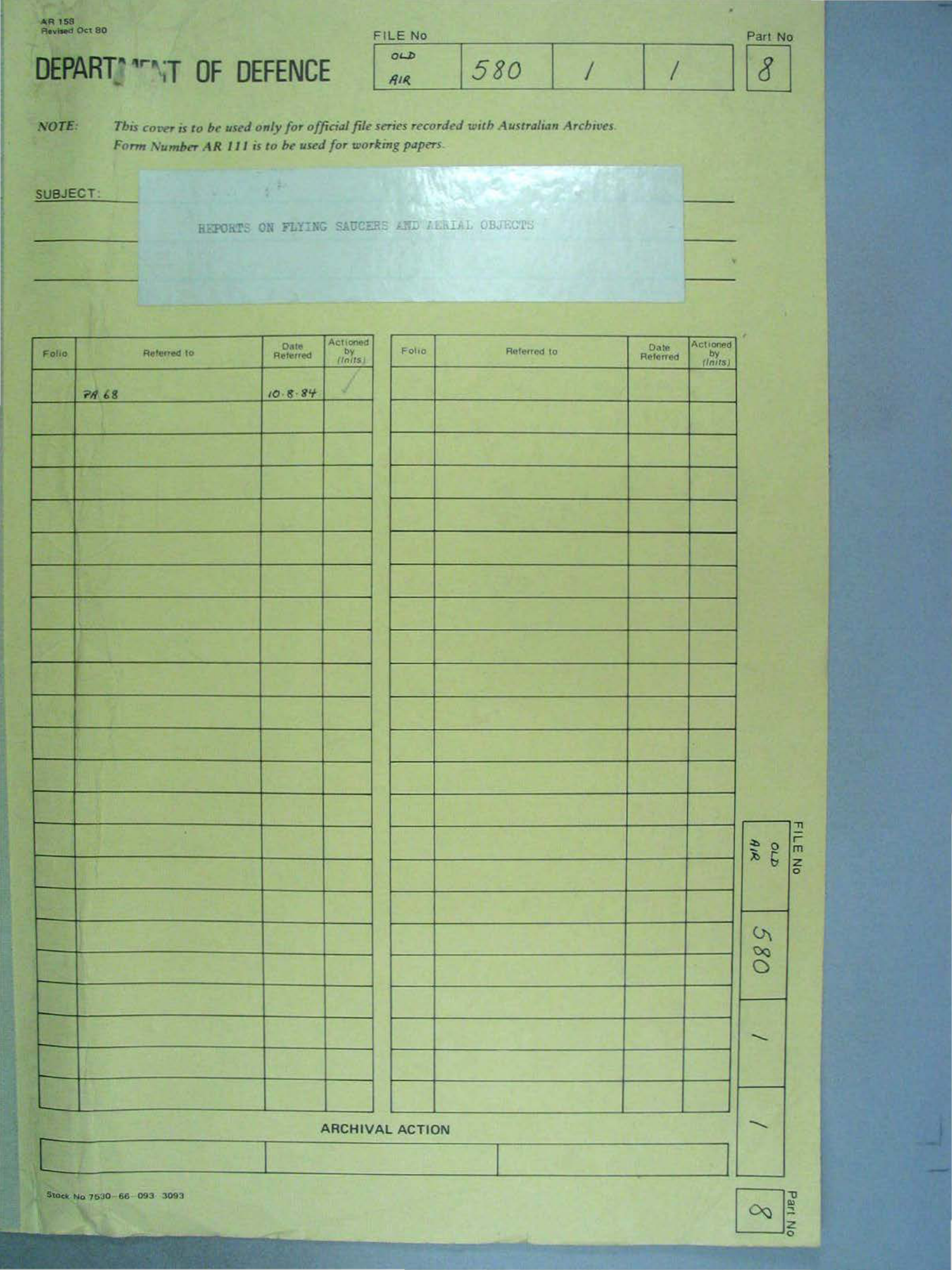 No. 13 — File A703 580/1/1 Part 8 (646552)