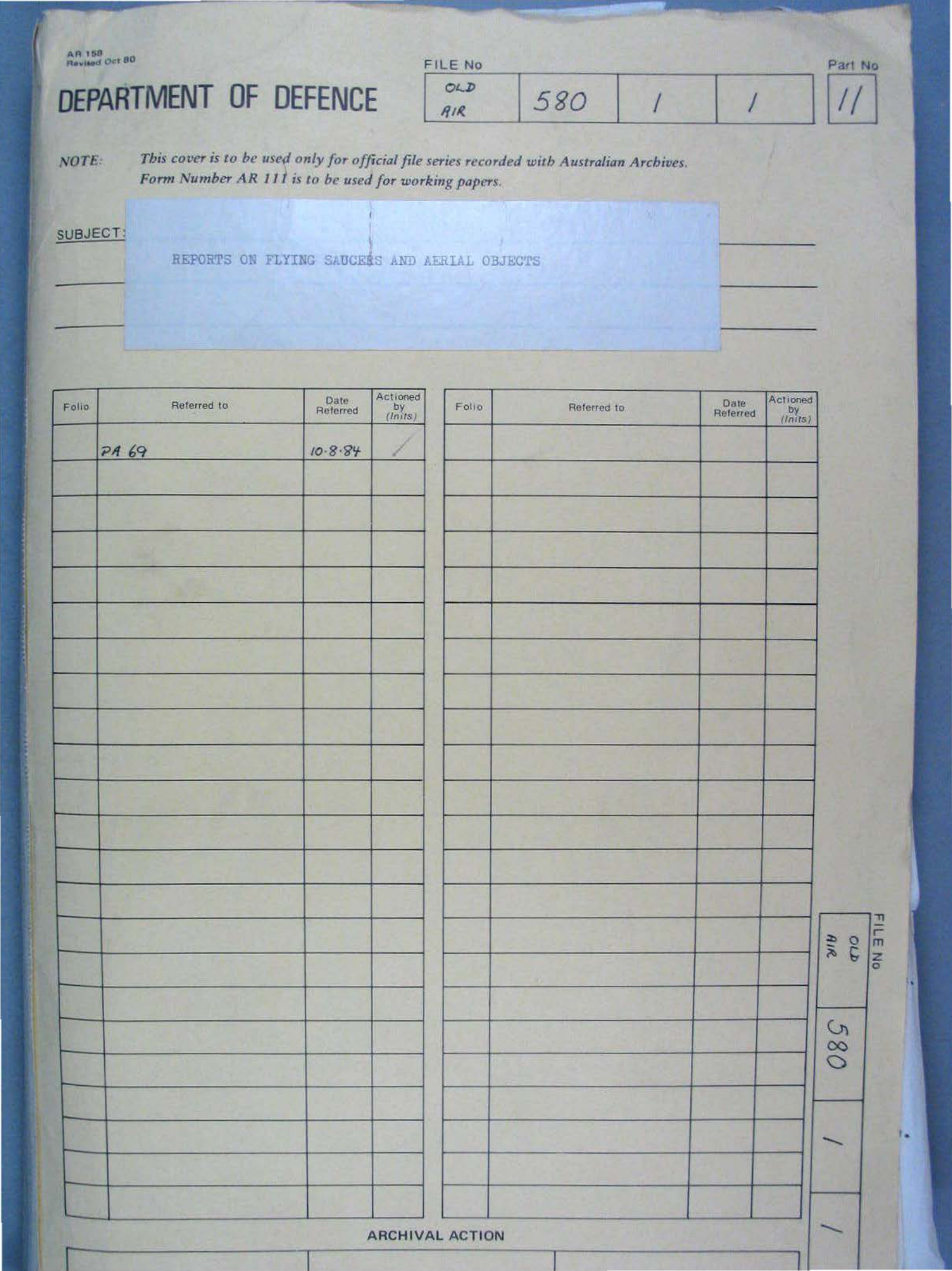 No. 16 — File A703 580/1/1 Part 11 (646558)