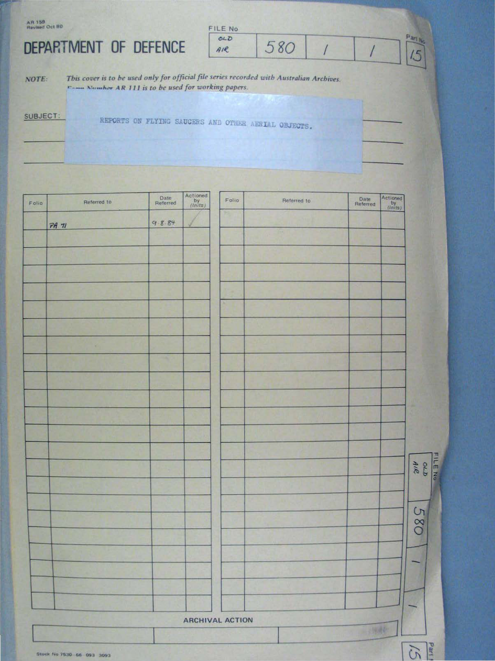 No. 19 — File A703 580/1/1 Part 15 (646568)