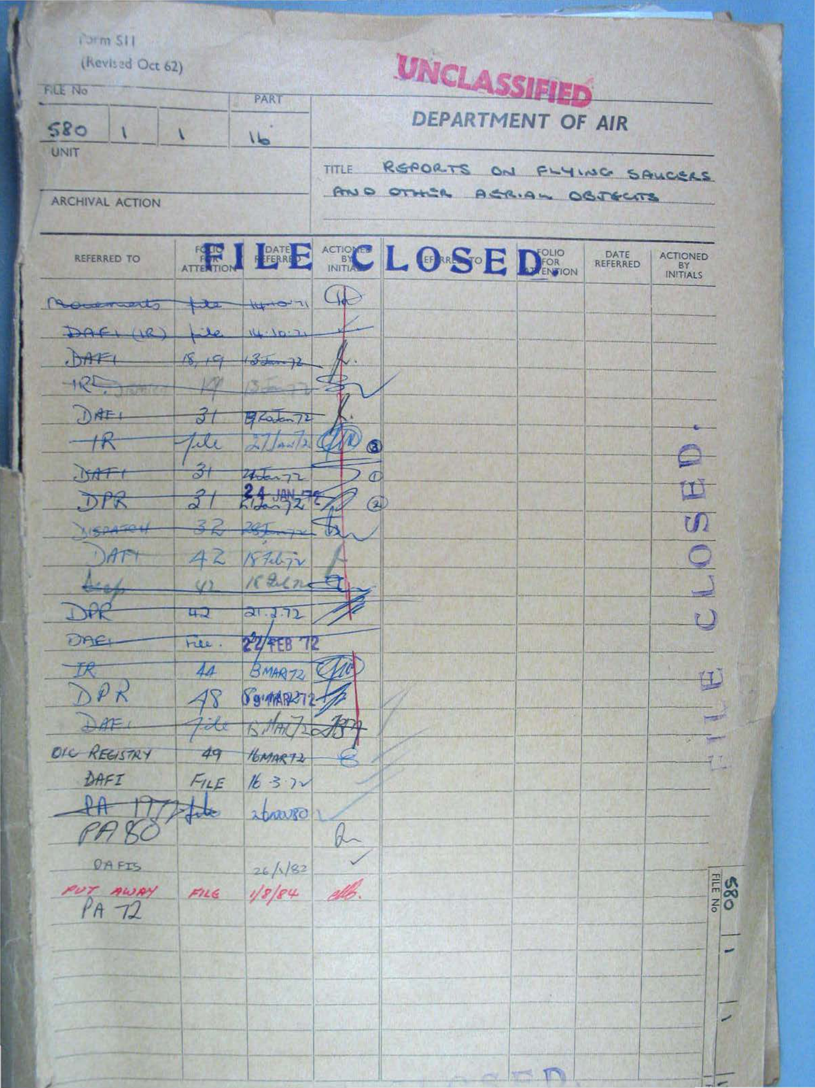 No. 20 — File A703 580/1/1 Part 16 (646570)