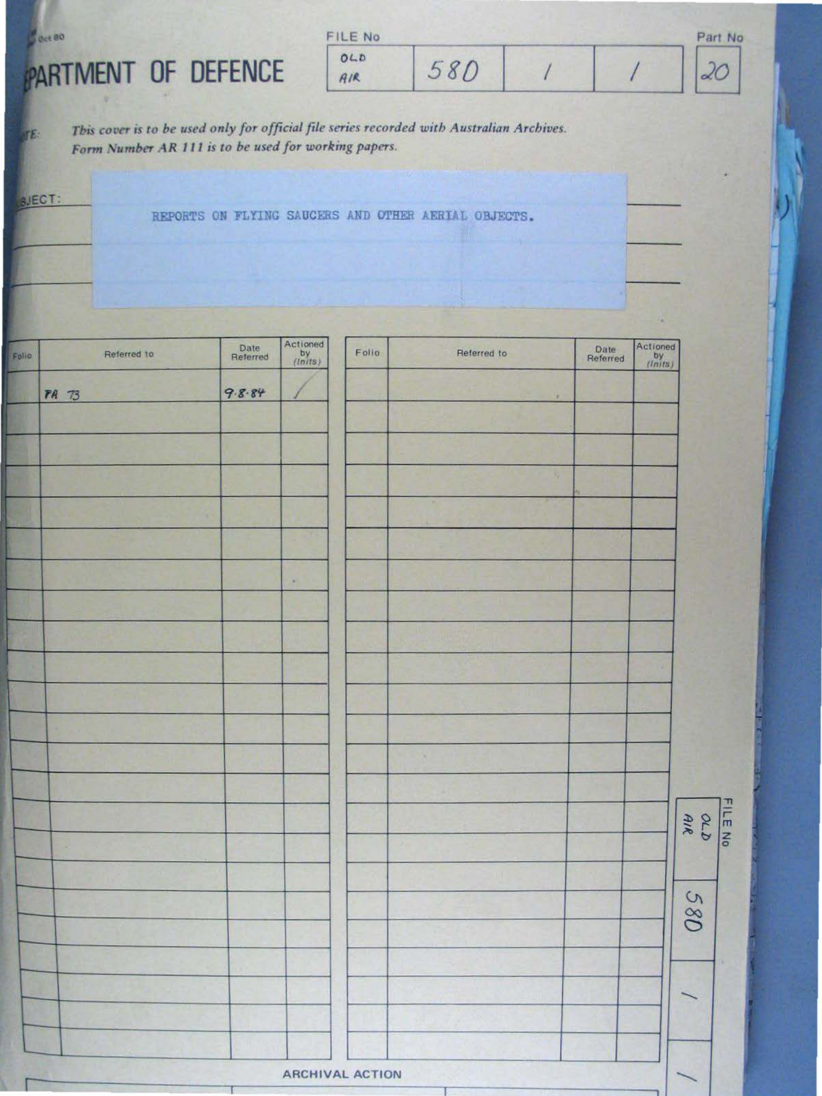 No. 24 — File A703 580/1/1 Part 20 (646578)