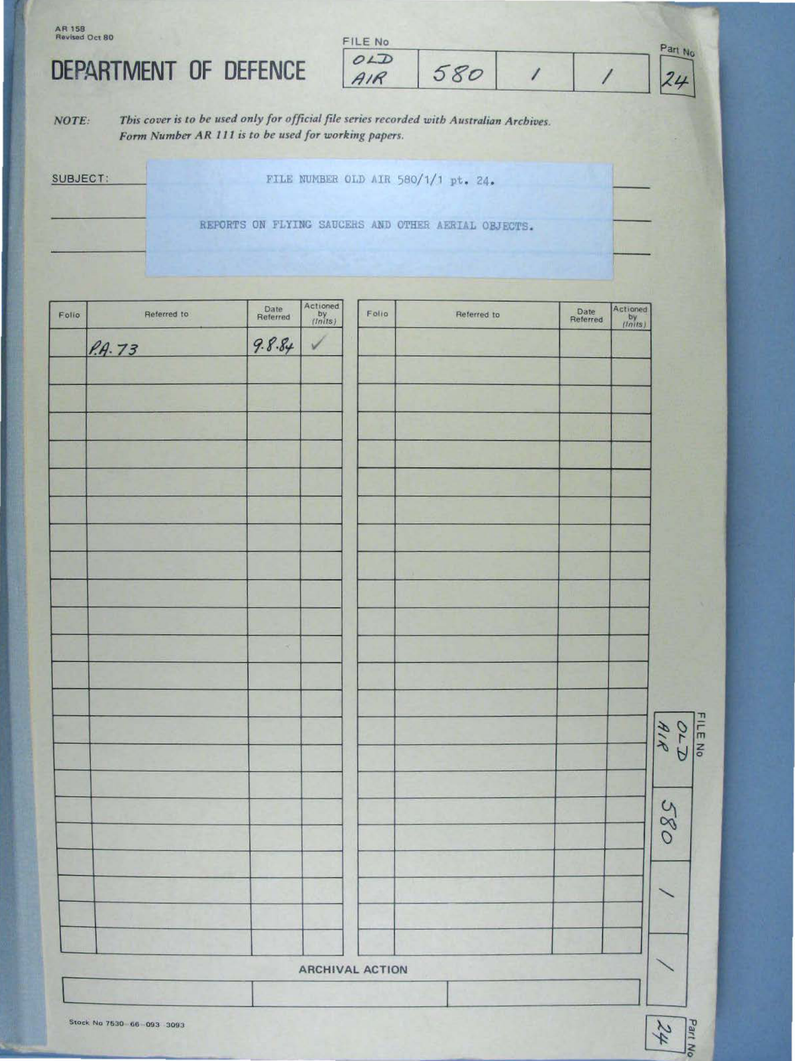 No. 28 — File A703 580/1/1 Part 24 (646583)