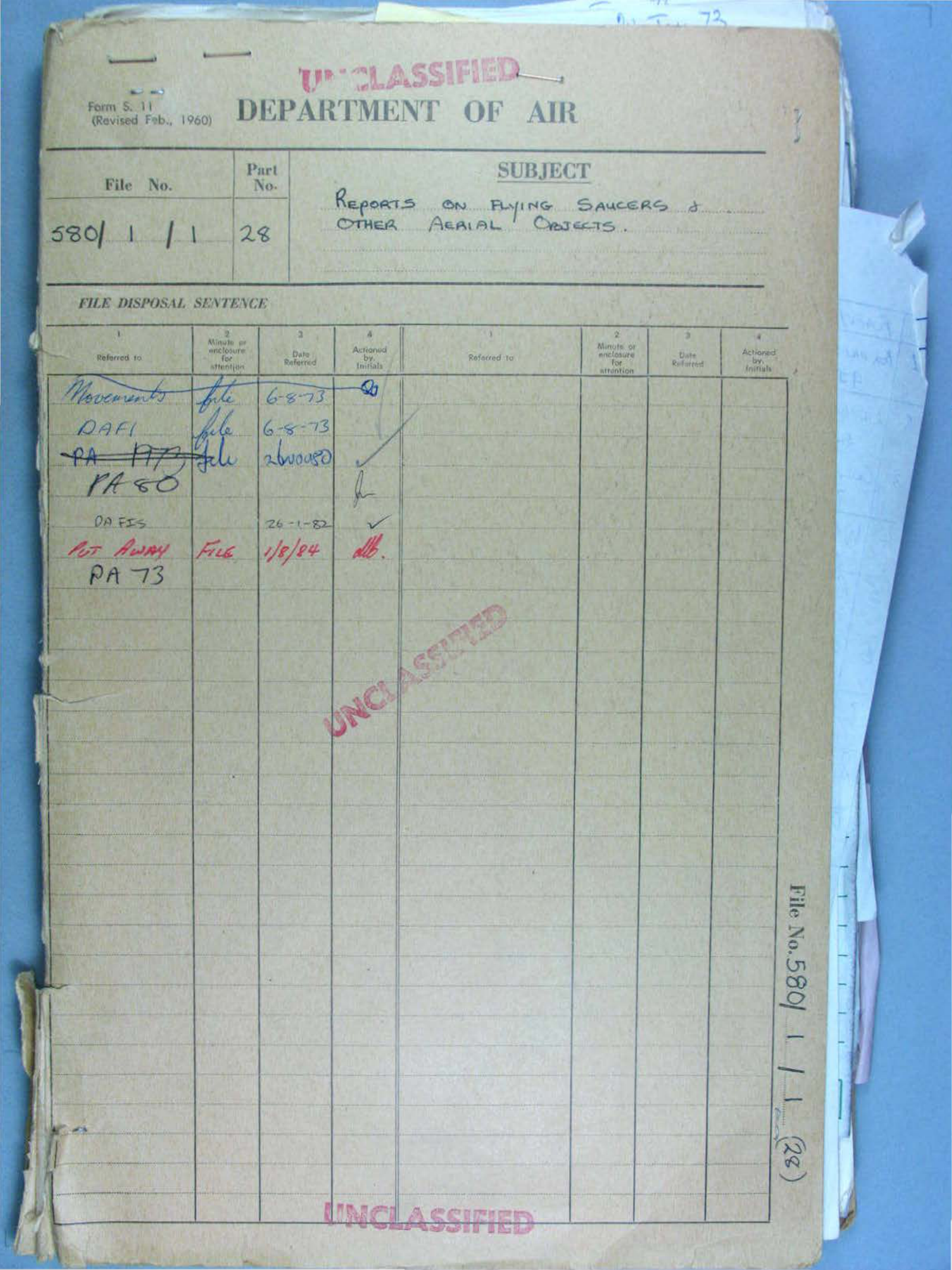 No. 31 — File A703 580/1/1 Part 28 (646587)