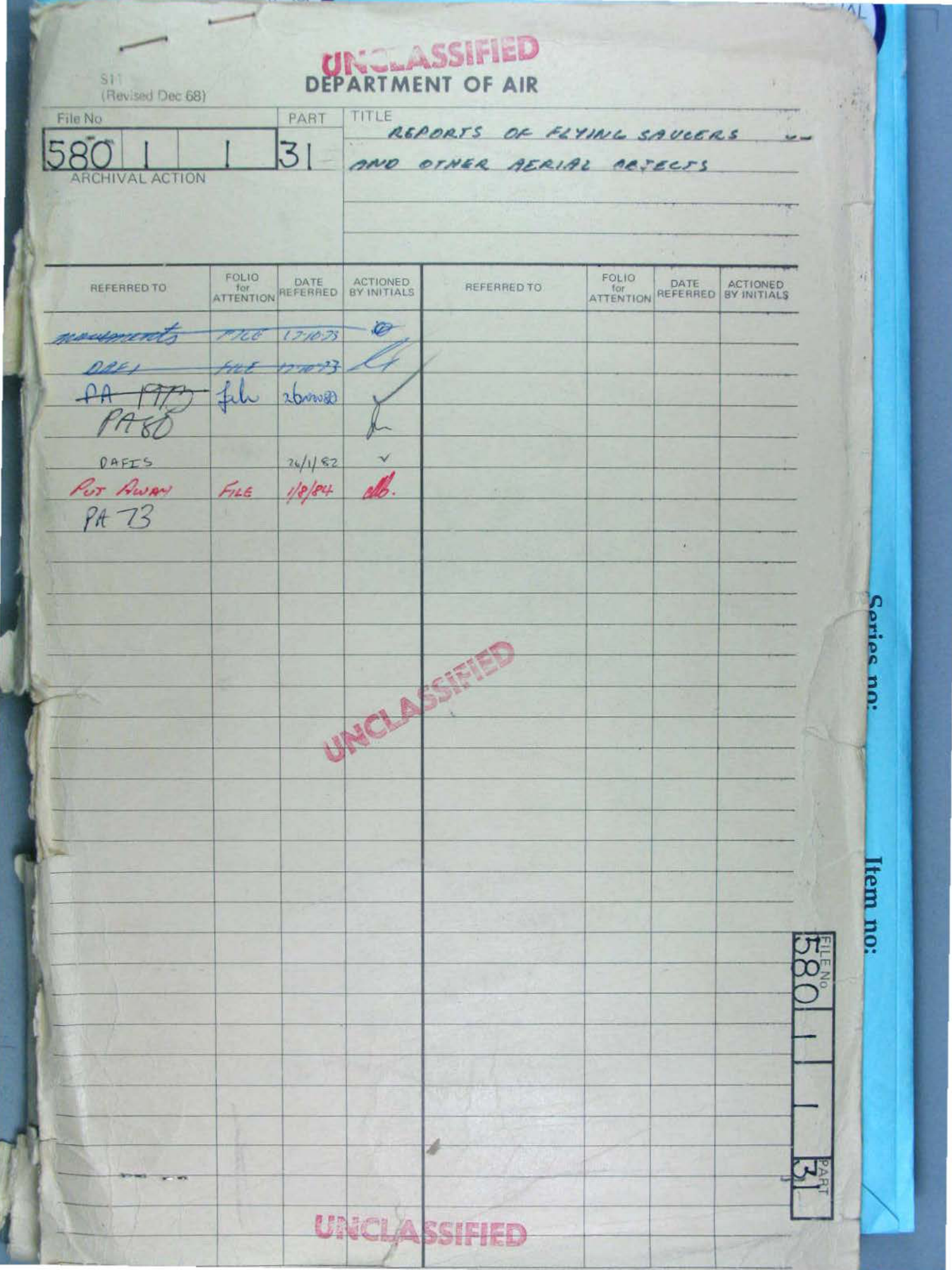 No. 33 — File A703 580/1/1 Part 31 (646590)