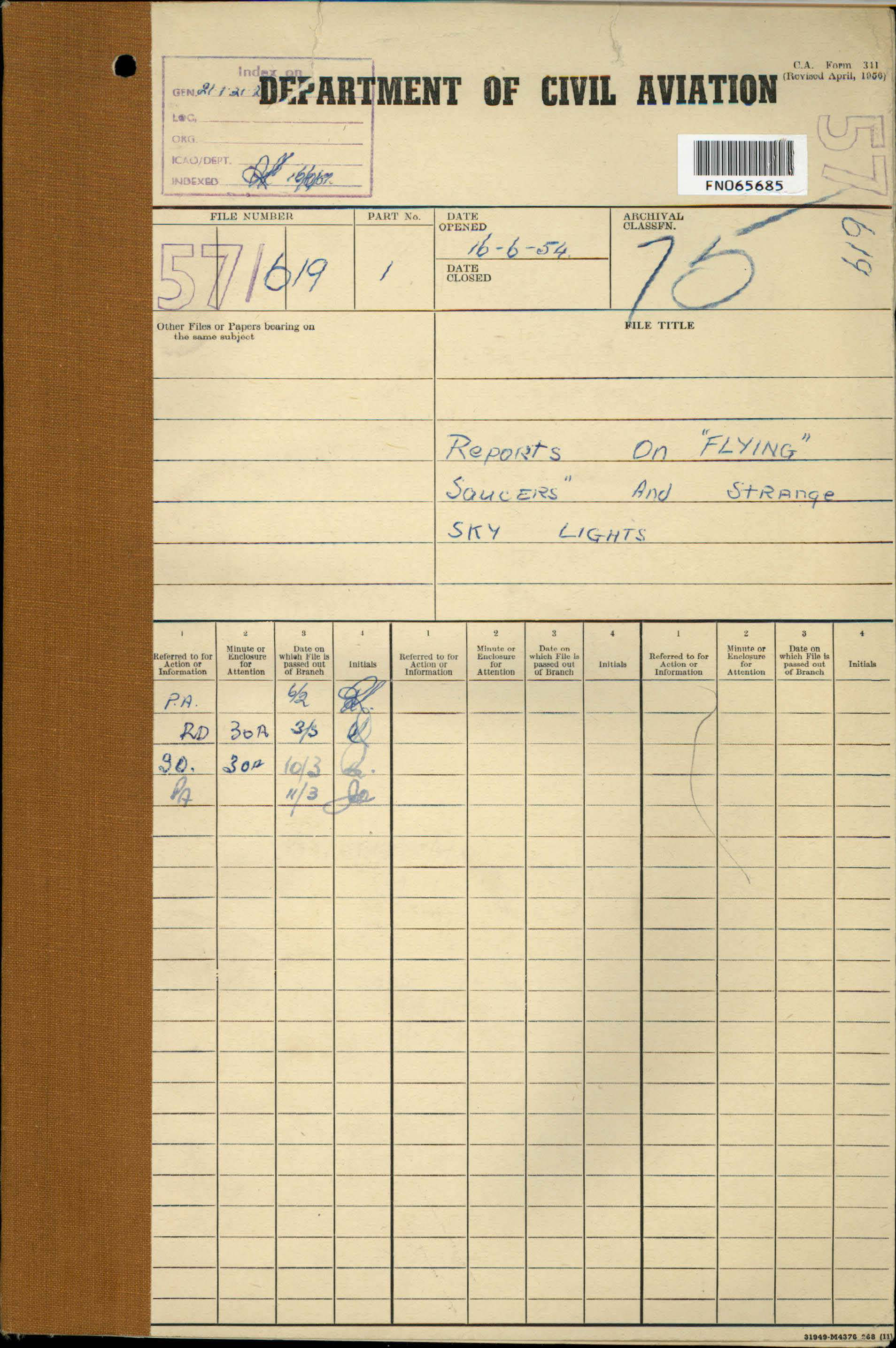 No. 61 — File C273 1957/619 (3348107)