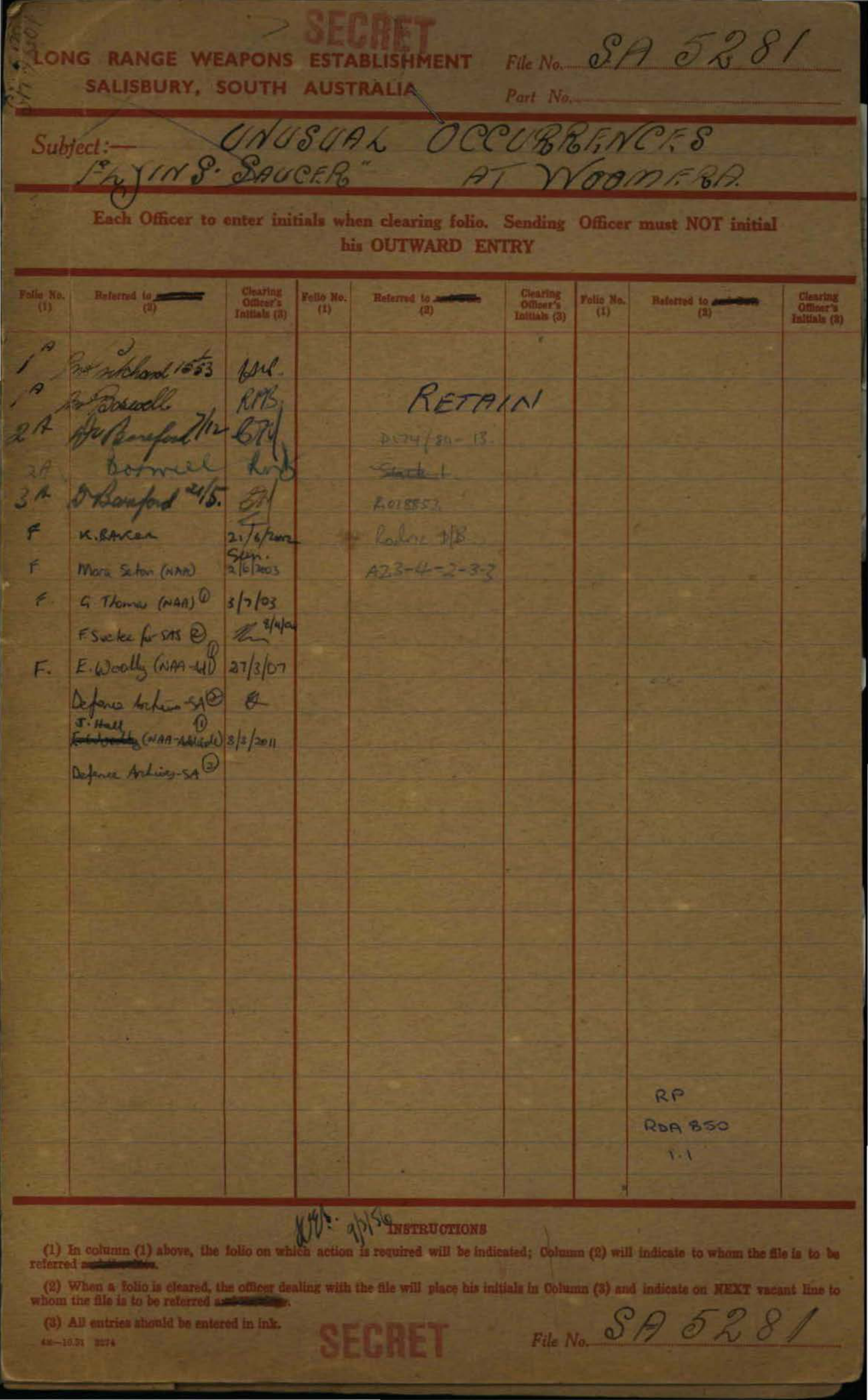 No. 62 — File D174 SA5281 (1012736)