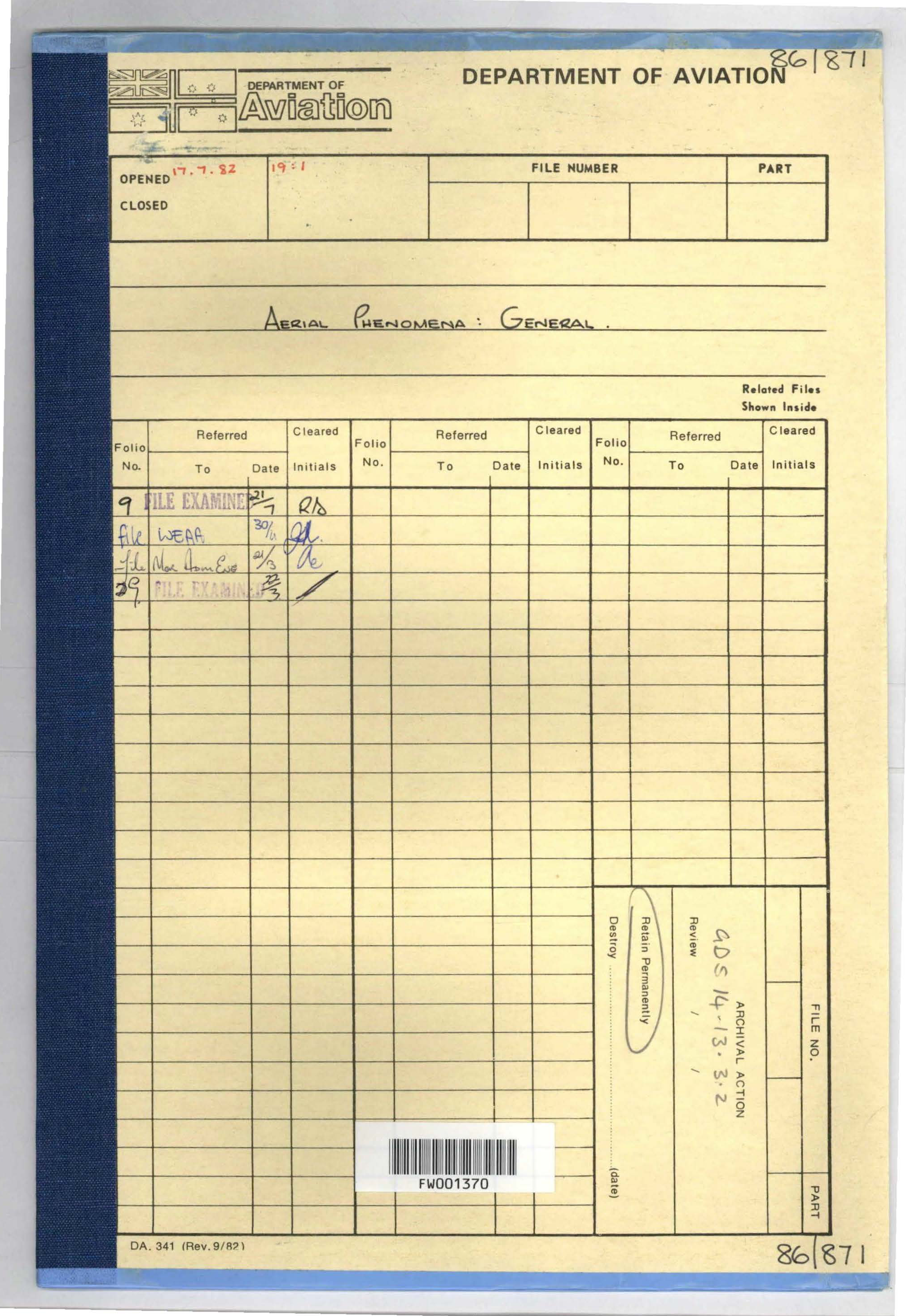 No. 72 — File K95 1986/871 (1886625)